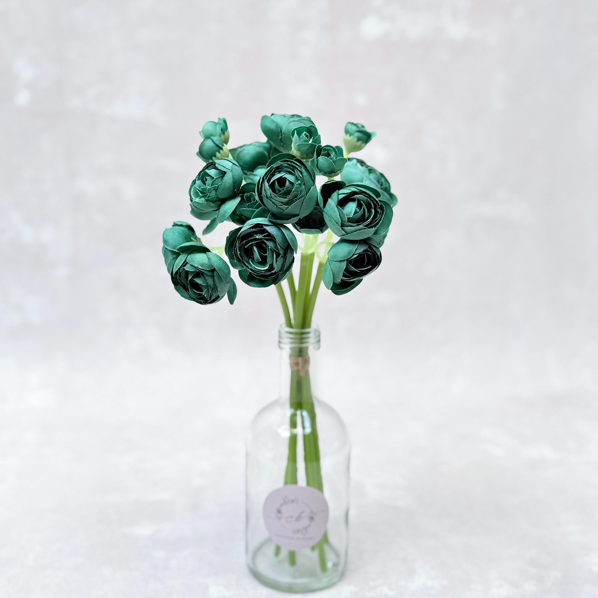 Vintage Green Rose Stems – Faux Flower Bundle Perfect For DIY Wedding Bouquet, Wreath, Silk Ranunculus Centerpiece, Crafts & Arrangements