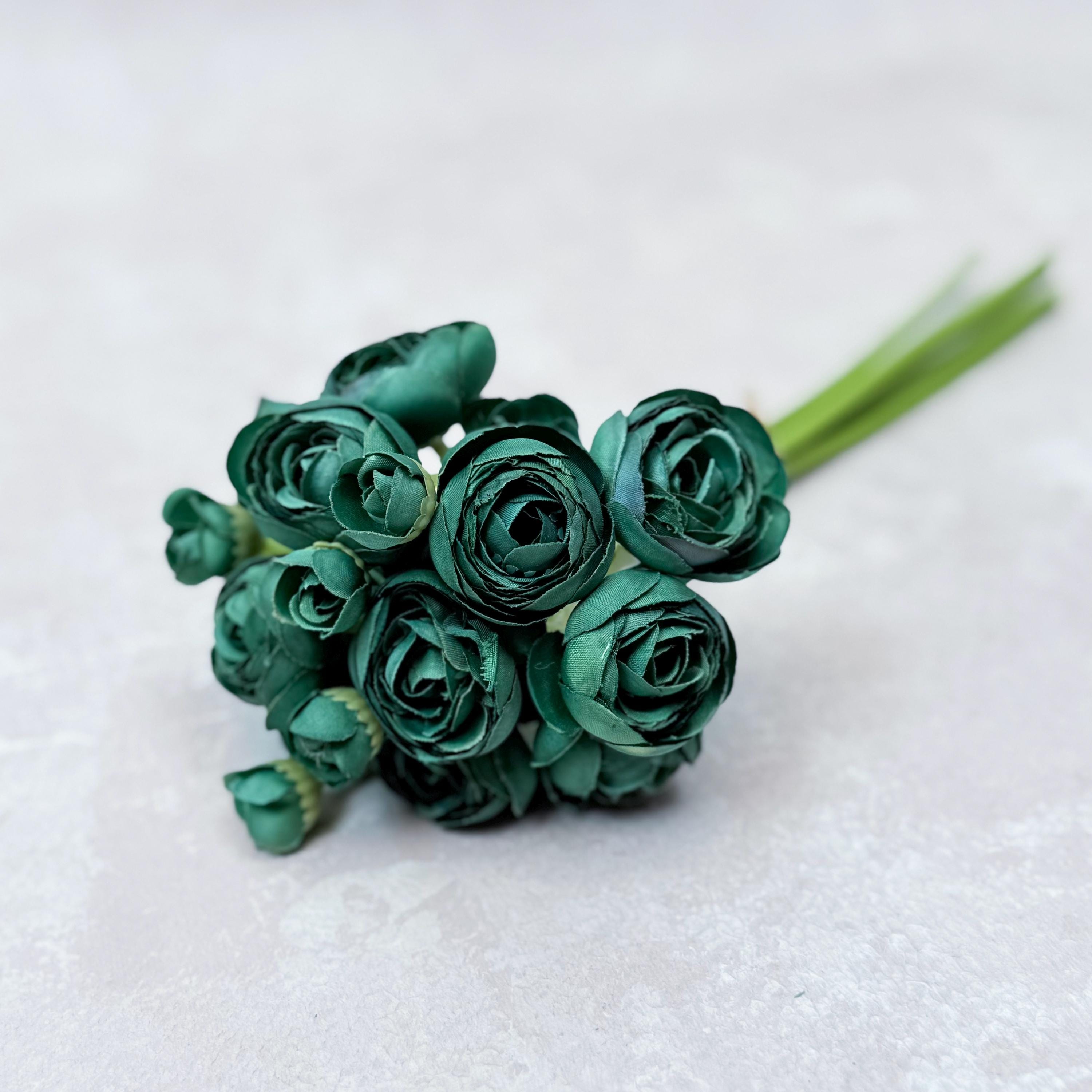 Vintage Green Rose Stems – Faux Flower Bundle Perfect For DIY Wedding Bouquet, Wreath, Silk Ranunculus Centerpiece, Crafts & Arrangements
