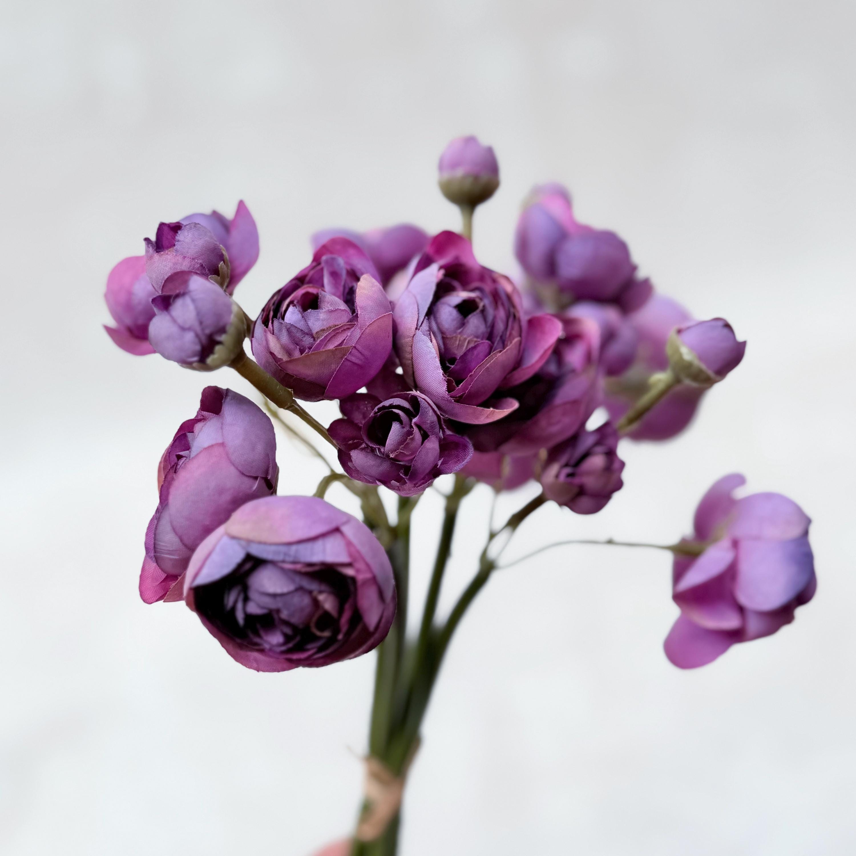 Royal Purple Rose Stems – Faux Flower Bundle Perfect For DIY Wedding Bouquet, Wreath, Silk Ranunculus Centerpiece, Crafts & Arrangements
