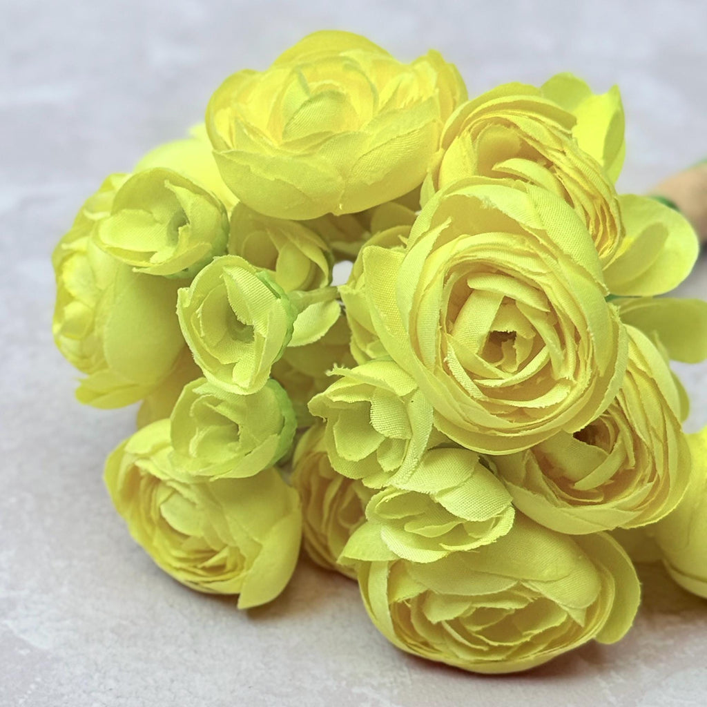 Bright Yellow Rose Stems – Faux Flower Bundle Perfect For DIY Wedding Bouquet, Wreath, Silk Ranunculus Centerpiece, Crafts & Arrangements