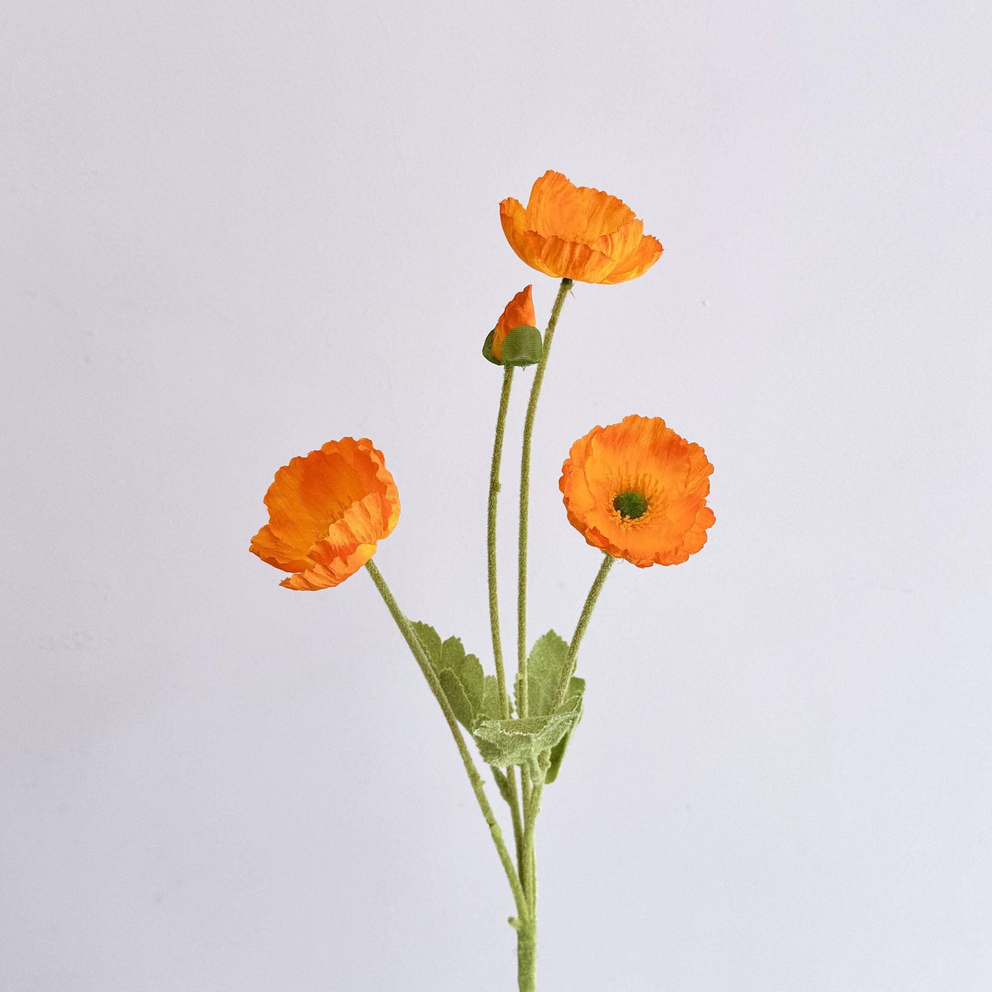 23.6'' Orange Yellow Faux Poppy Flower - Silk Poppy Flower Stem for Vase, DIY Floral Arrangement,Wedding Centerpiece,Home Decor,Gift For Her