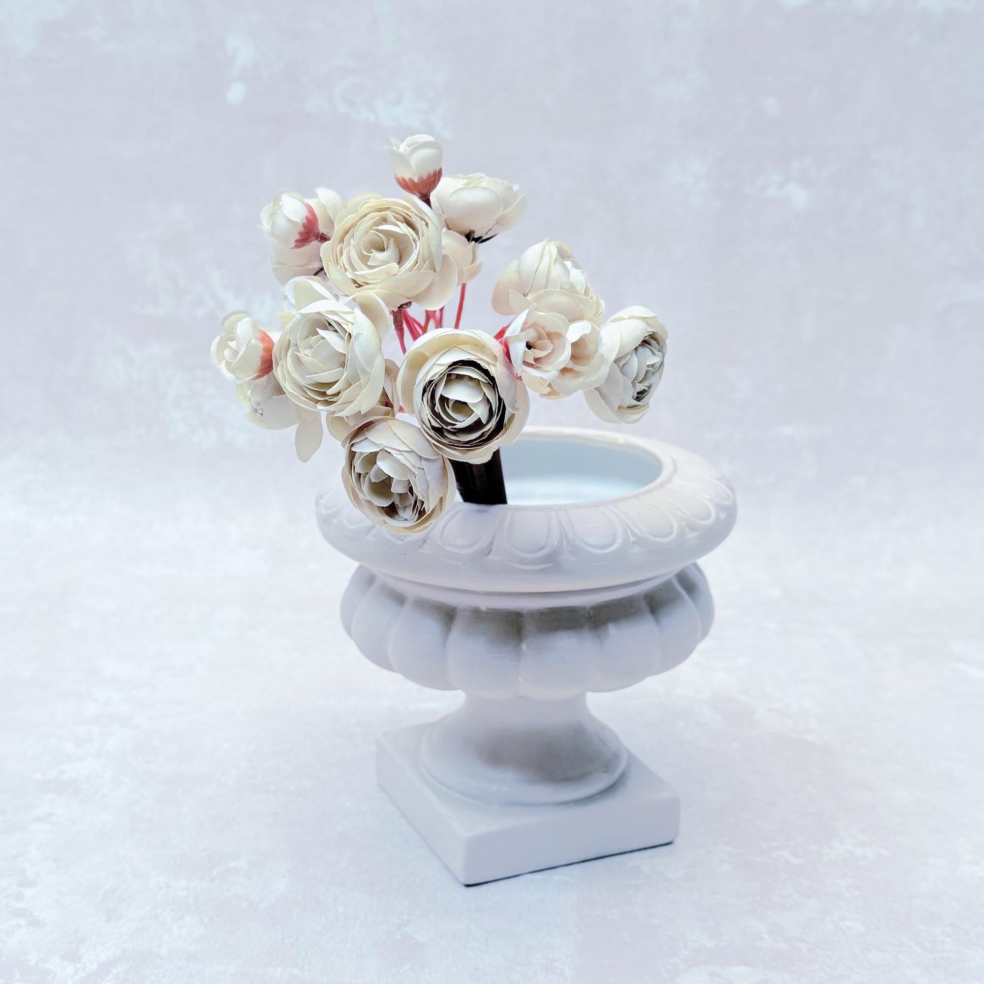 Ivory White Rose Stems – Faux Flower Bundle Perfect For DIY Wedding Bouquet, Wreath, Silk Ranunculus Centerpiece, Crafts & Arrangements
