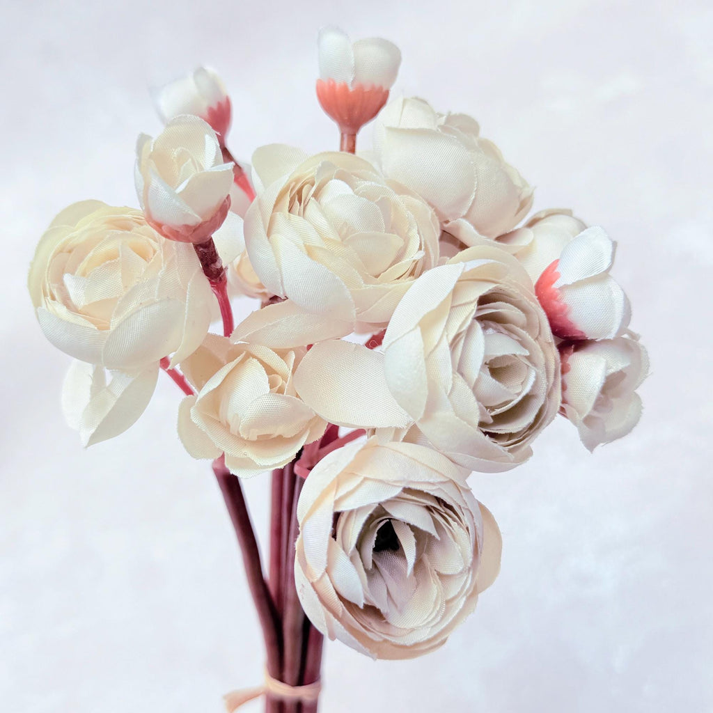 Ivory White Rose Stems – Faux Flower Bundle Perfect For DIY Wedding Bouquet, Wreath, Silk Ranunculus Centerpiece, Crafts & Arrangements