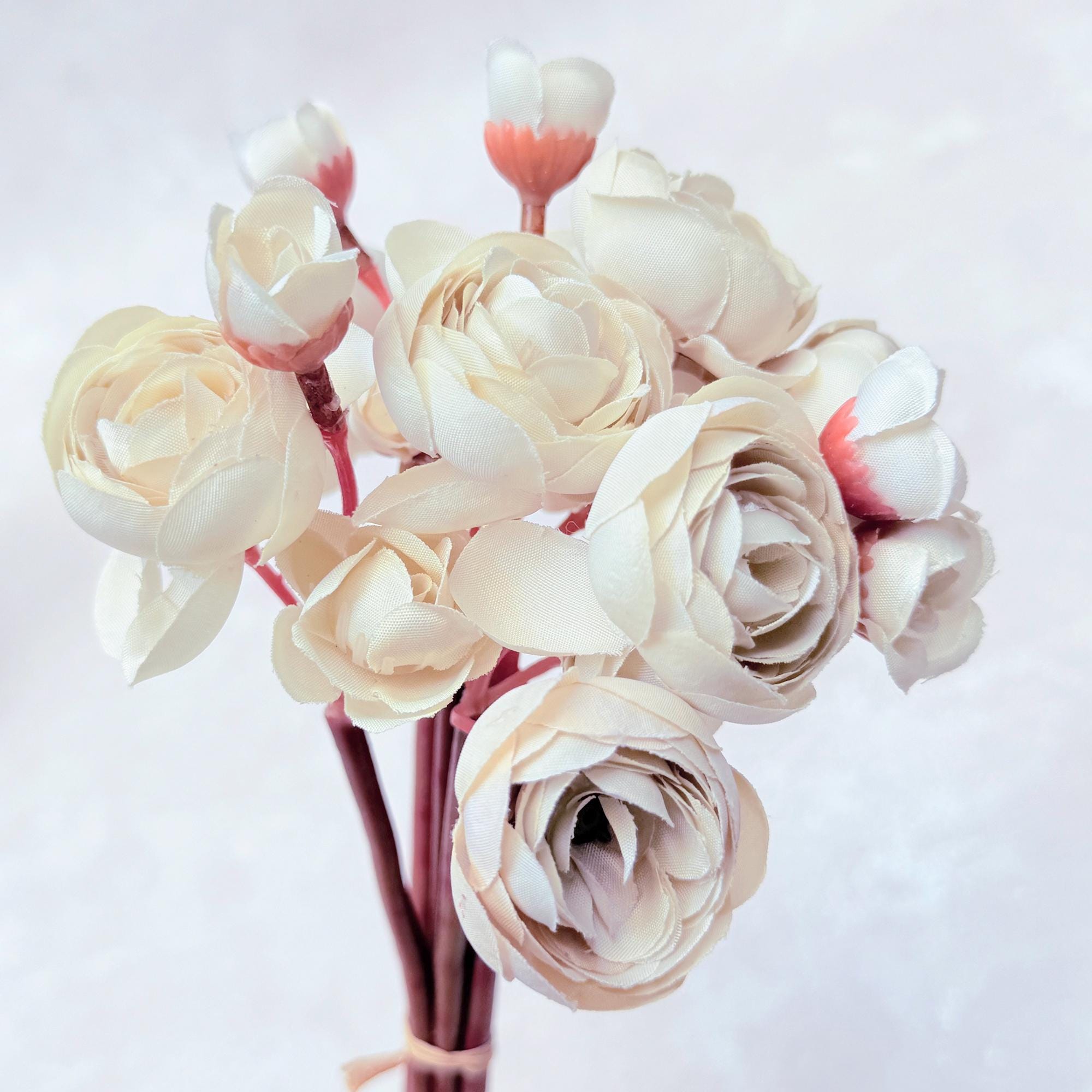 Ivory White Rose Stems – Faux Flower Bundle Perfect For DIY Wedding Bouquet, Wreath, Silk Ranunculus Centerpiece, Crafts & Arrangements