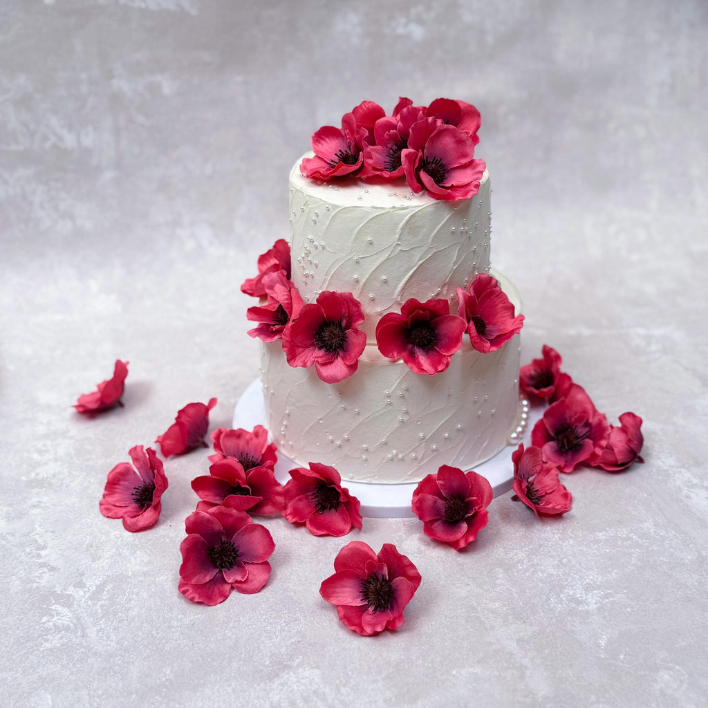 25 Red Cosmos Flower Head - Wedding Aisle Decor, Cake Topper, Flower Girl Basket Petals, DIY Silk Fake Flower Confetti, Fireplace mantel
