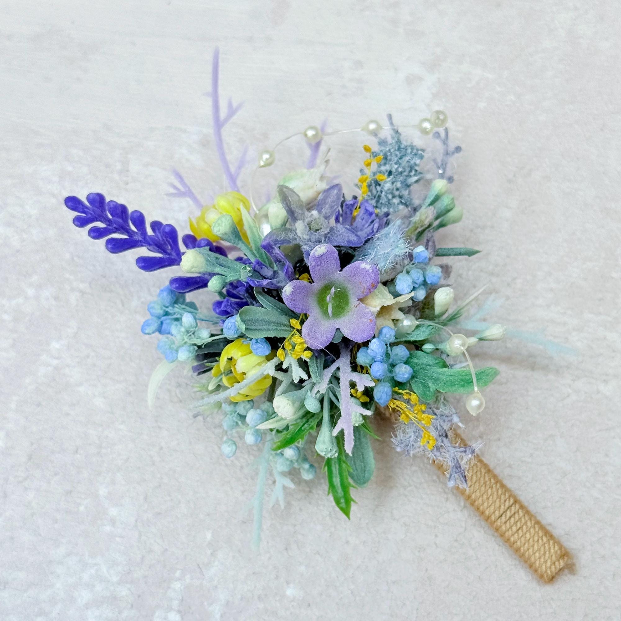 Dried Wildflower Lavender Pearl Bracelet - Rustic Wedding, Back To School Gift, Corsage and Boutonniere Set,Gift for Mom,Bridal Accessories