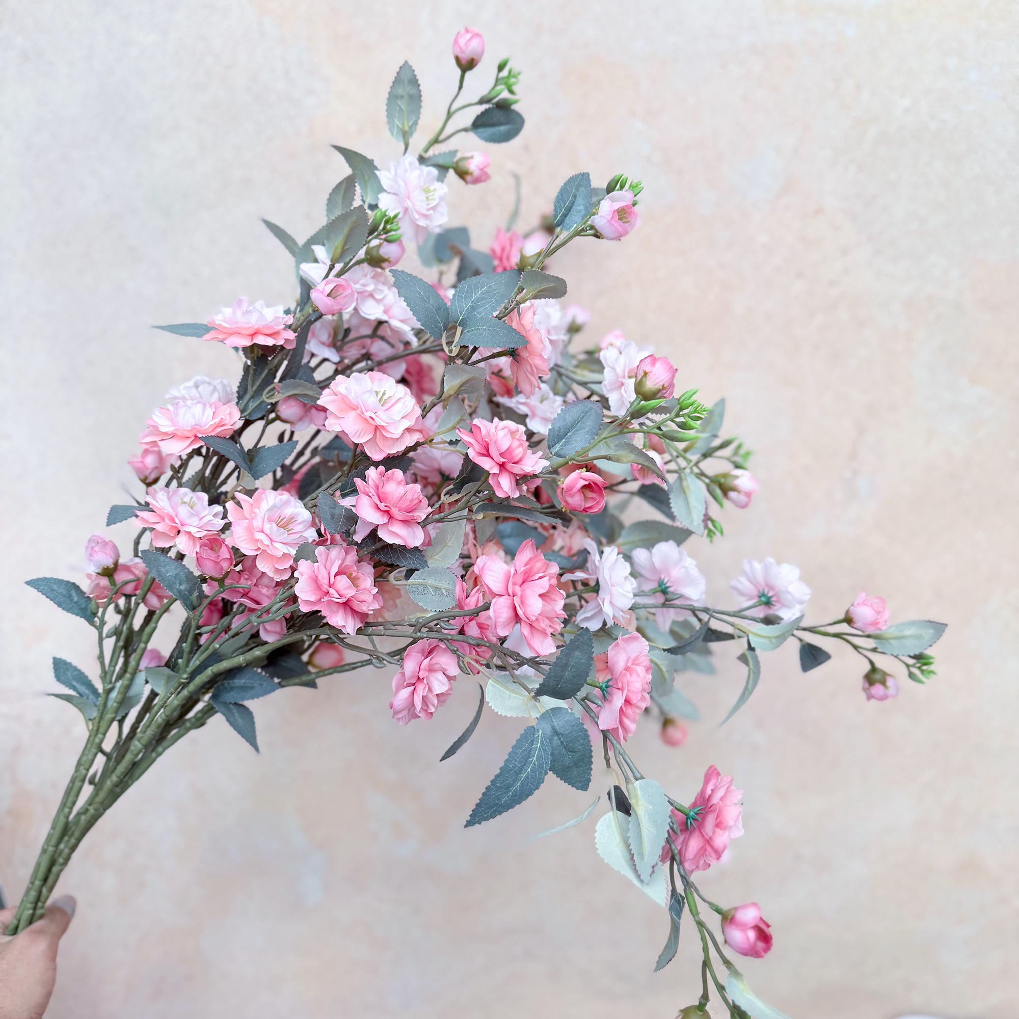 Tall Camellia Branch – Pink Silk Rose Flower Stem – Long Faux Camellia for Home Decor, Window Display, DIY Arrangement,Wedding Arch Garland