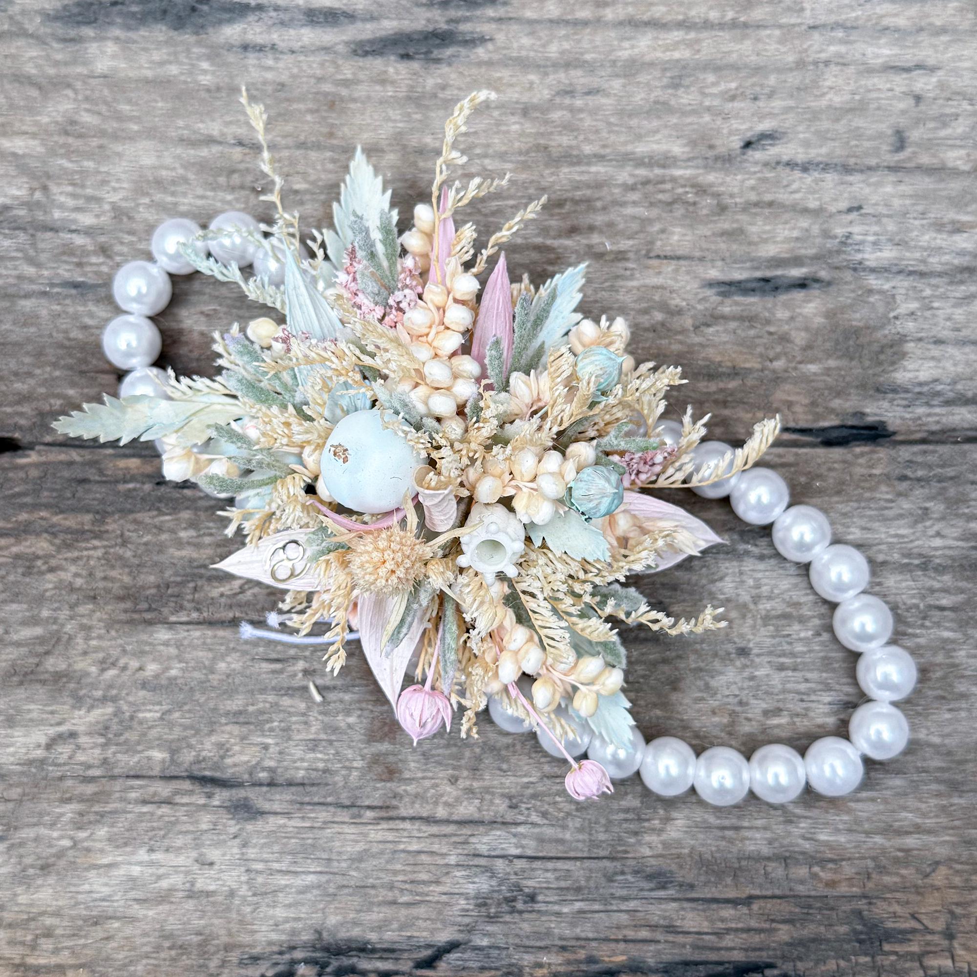 Personalized Zodiac Pearl Bracelet – Luxury Ocher Corsage for Fall Wedding, Prom, Zodiac Gift, Anniversary, Bridal Shower,Astrology Inspired