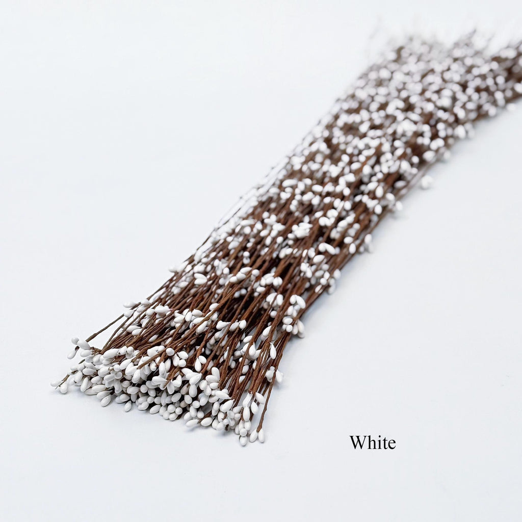 50pcs White Ivory Pip Berry Stems - 23.5'' Bendable Branches for DIY Home Decor, Rustic Wreath, Crown, Tiara,Card Making & Craft Accessories