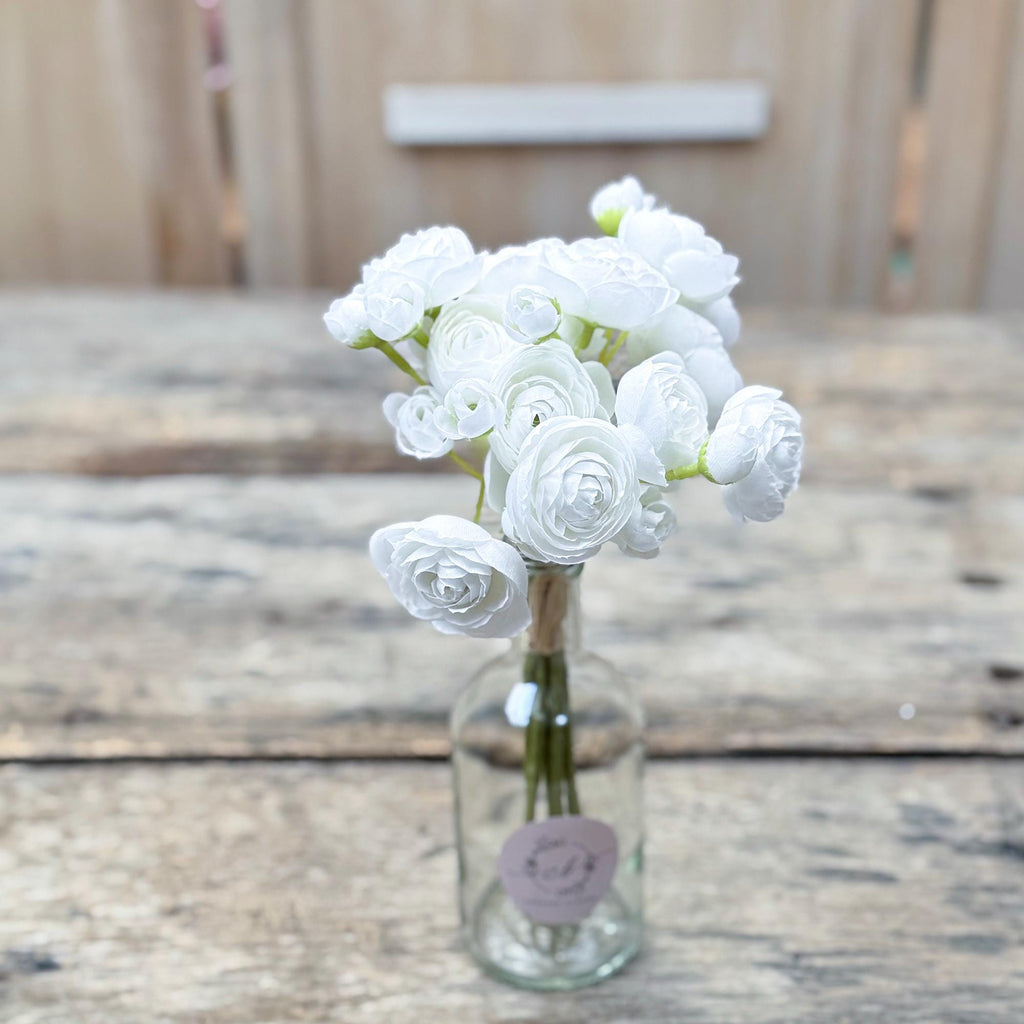 White Rose Stems – Faux Flower Bundle Perfect For DIY Wedding Bouquet, Wreath Design, Silk Ranunculus Centerpiece, Crafts & Arrangements