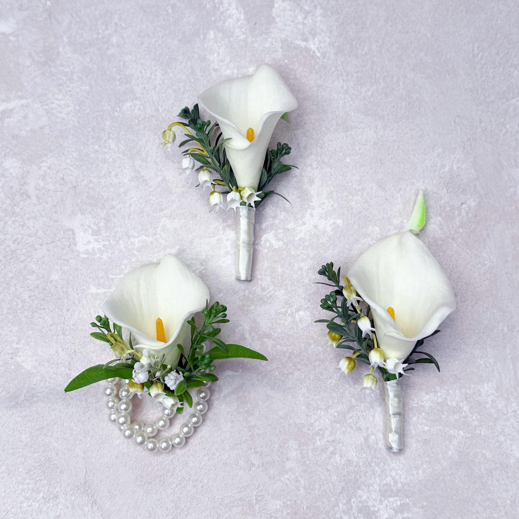 Cascade White Calla Lily Bridal Bouquet with Fern – Real Touch Green Tip Tropical Bridesmaid Bouquet,Beach Wedding Bouquet,Bridal Accessory