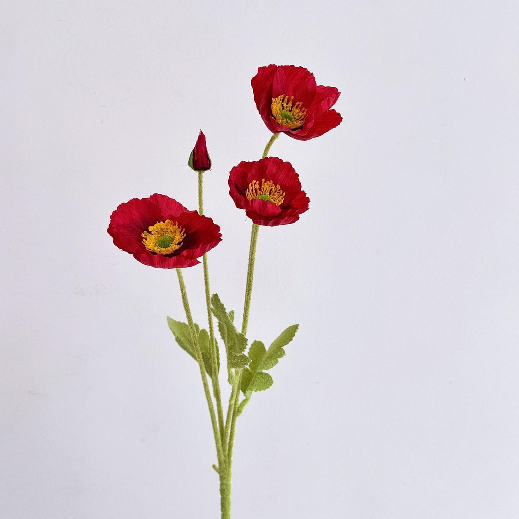 23.6'' Red Faux Poppy Flower - Silk Poppy Flower Stem, DIY Floral Arrangement, Wedding Centerpiece, Home Decor, Gift For Her, Flower Bouquet