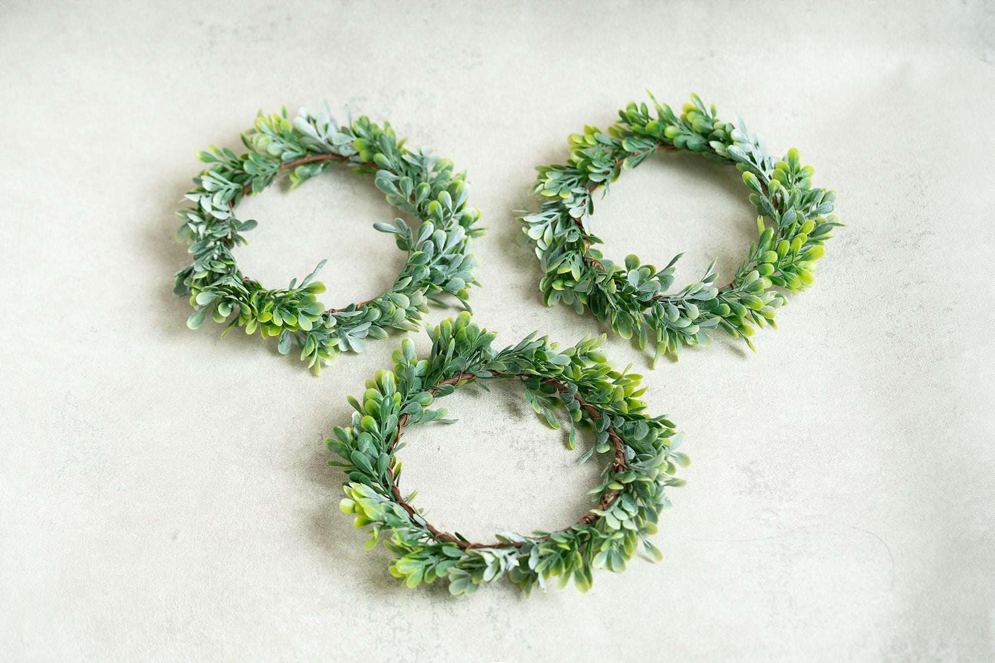 Spring Boxwood Candle Ring, Greenery Candle Holder, Farmhouse Table Decor, Year Round Wreath, Wedding Centerpiece, Rustic Home Decor Gift