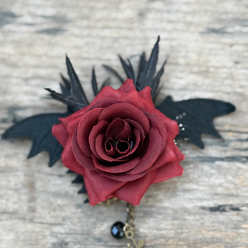 Gothic Rose Skull Bat Wing Bracelet with Ring -  For Halloween Witch Style dress