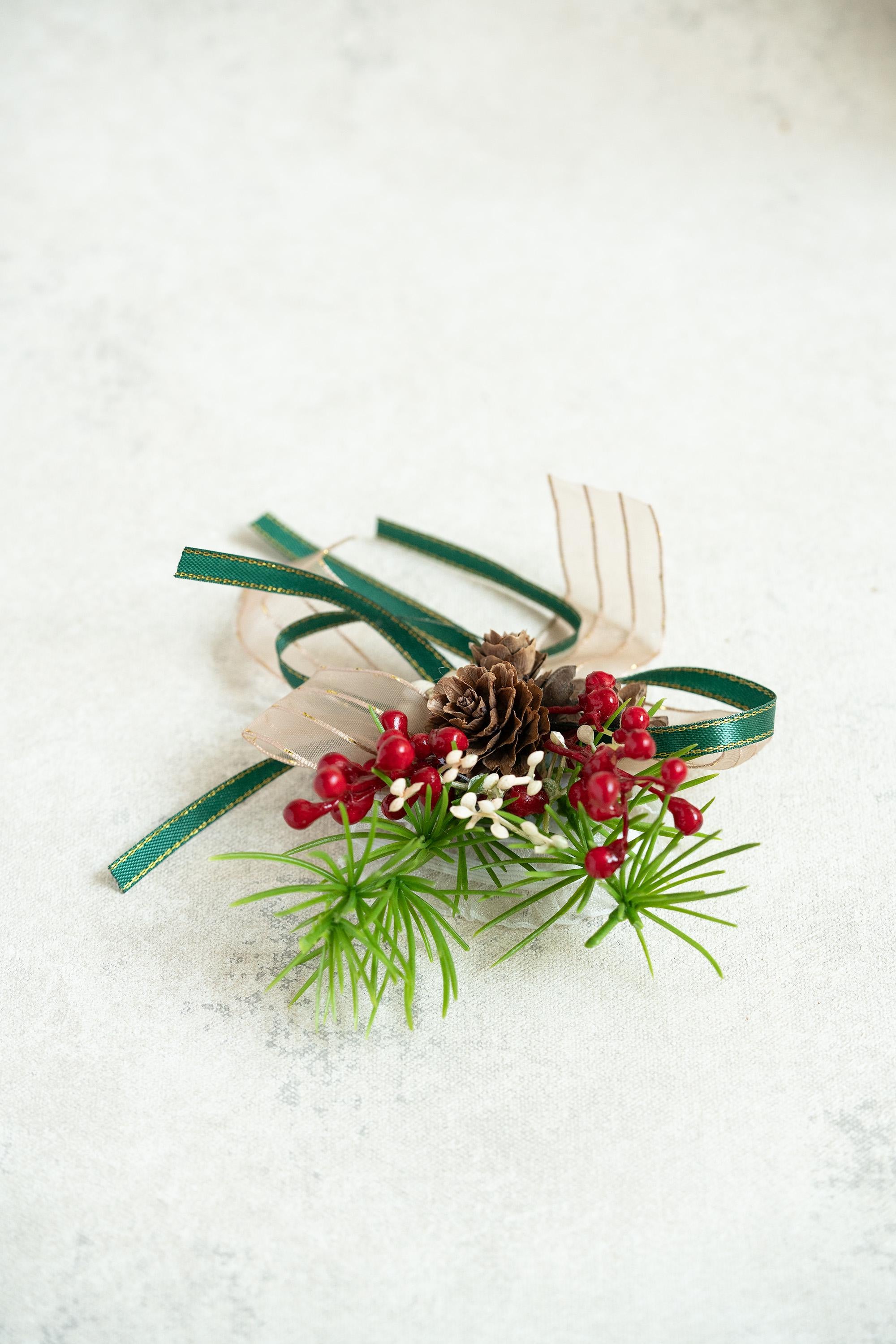 Classic Christmas Corsage - Christmas Corsage Gift, Baby Shower Corsage, Magnolia Corsage For Christmas Party, Event, Bridal Accessories