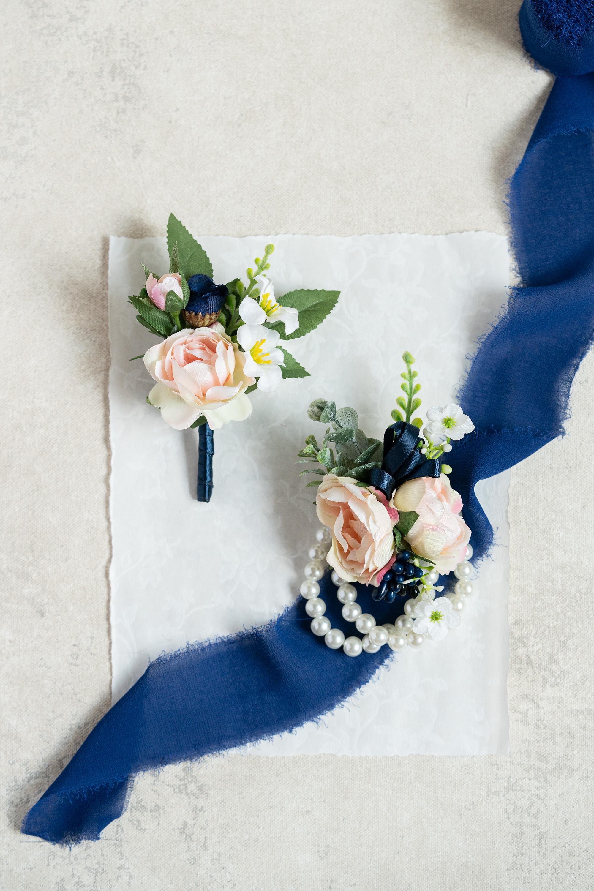 Rustic Champagne Pink Rose Pearl Bracelet - Navy Wrist Corsage Gift For Her Military Wedding, Mom, Bridesmaid Gift, Prom, Bridal Accessories