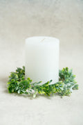 Spring Boxwood Candle Ring, Greenery Candle Holder, Farmhouse Table Decor, Year Round Wreath, Wedding Centerpiece, Rustic Home Decor Gift