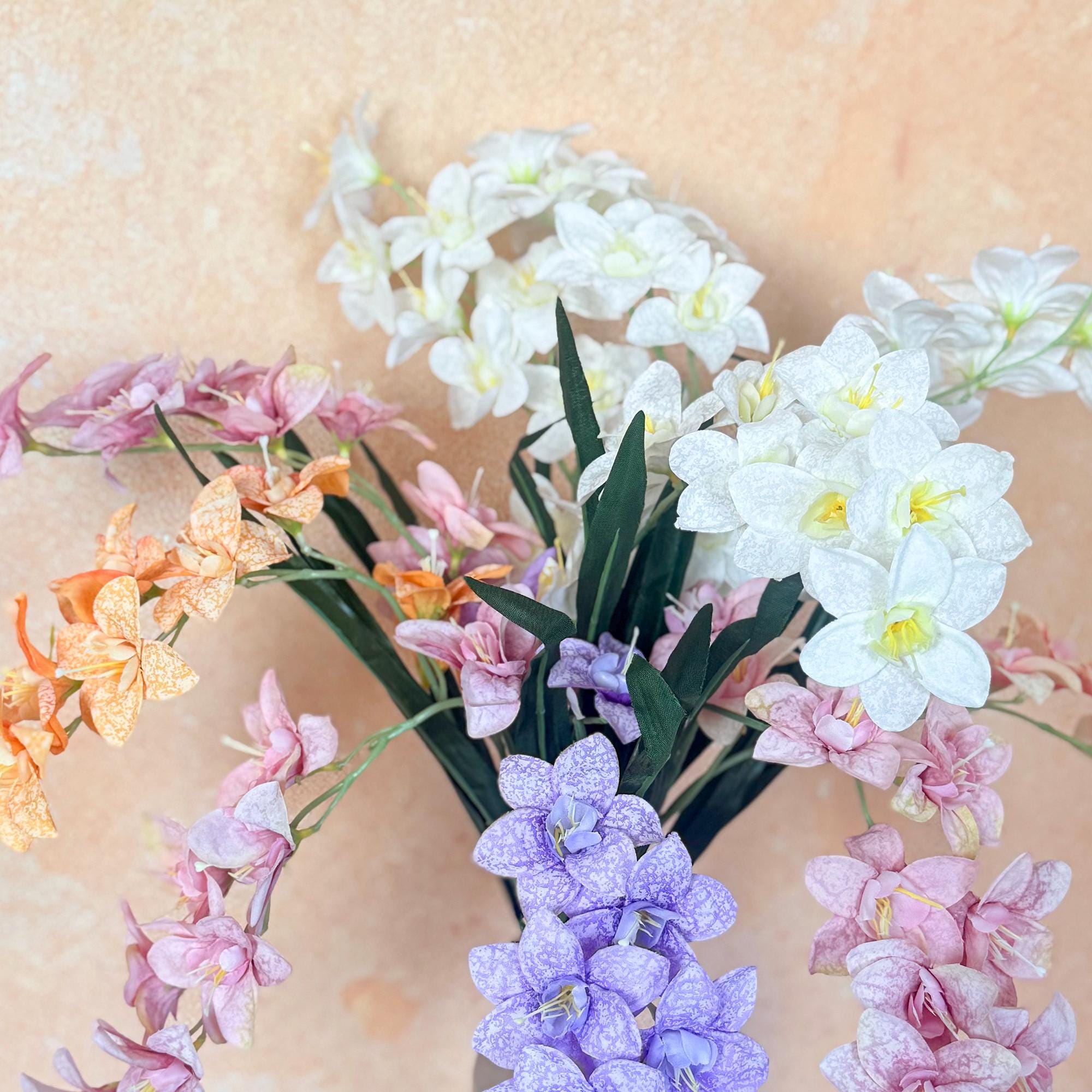 Long Stem Silk Freesia Flowers — 23.6" Real Touch Freesia for Wedding Bouquets, Table Arrangements, Home Decor, and Christmas Ornaments