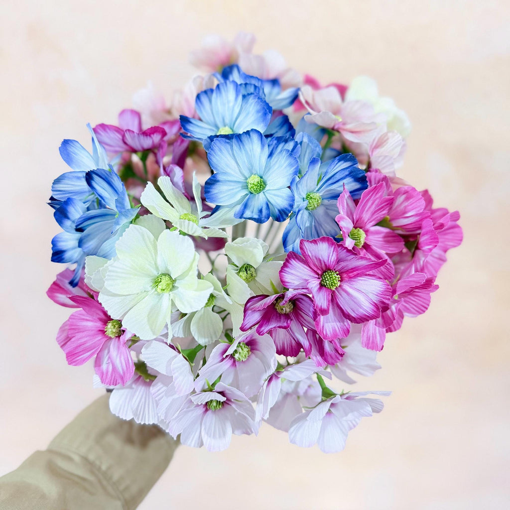 Short Stem Cosmos Faux Flowers - 11.8'' Silk Cosmos Branch, DIY Florals, Centerpiece flower, Home Decor/Wedding Design Flowers/Gift For Mom