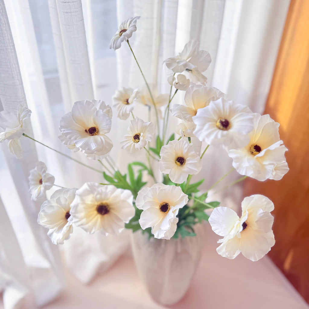 29'' Off-White Faux Butterfly Peony Stem, Lifelike Long Stem 4-Head Peony Arrangement for Table Decor,  Vases, Centerpieces & Event Styling
