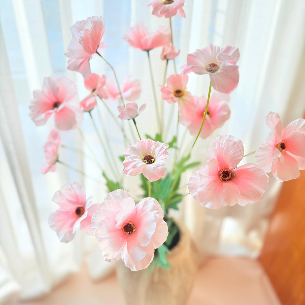 29'' Light Pink Peony Faux Flowers Butterfly, Lifelike Long Stem 4-Head Peony Arrangement for Table Decor, Vases, Centerpieces&Event Styling