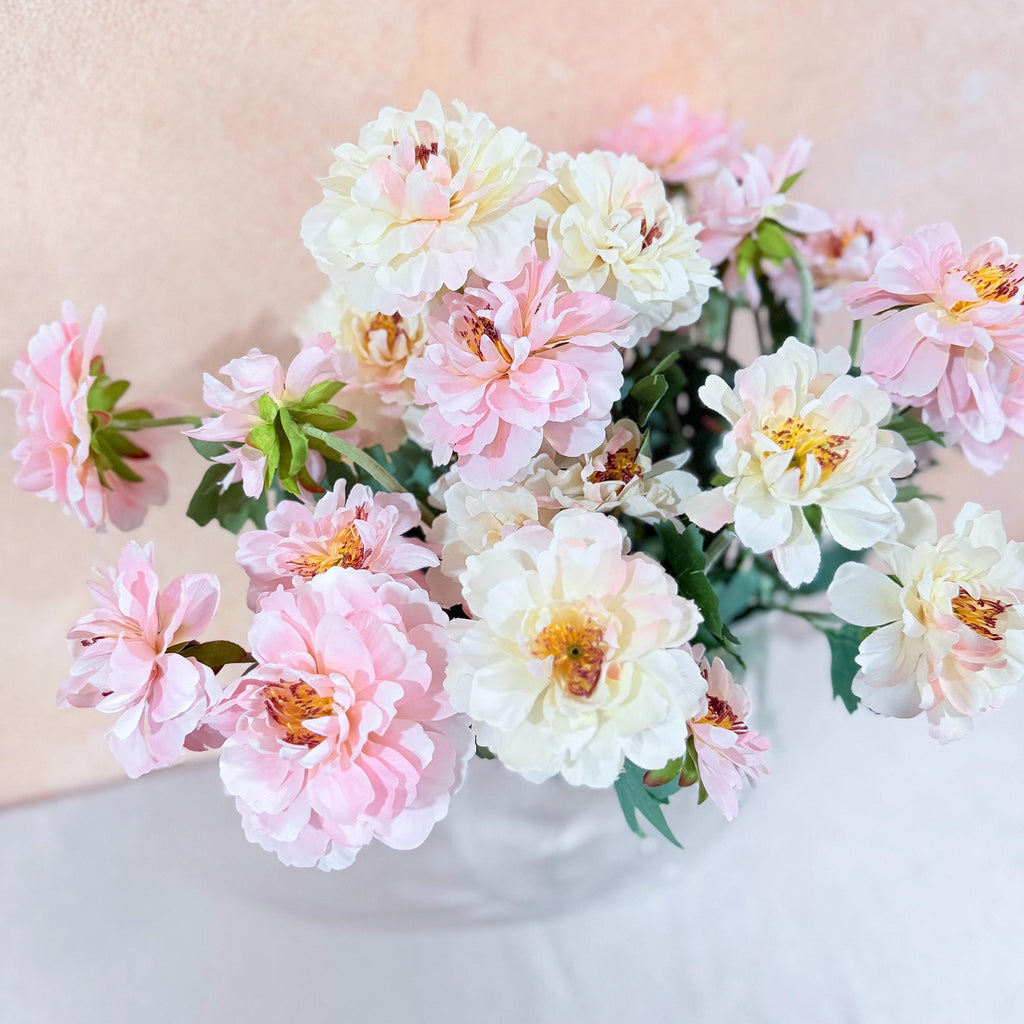 23'' Pink Silk Peony for Spring Centerpieces, Realistic 3-Bloom Faux Peony Stem, Bridal Bouquet, Easter Décor & Floral Mantel Styling