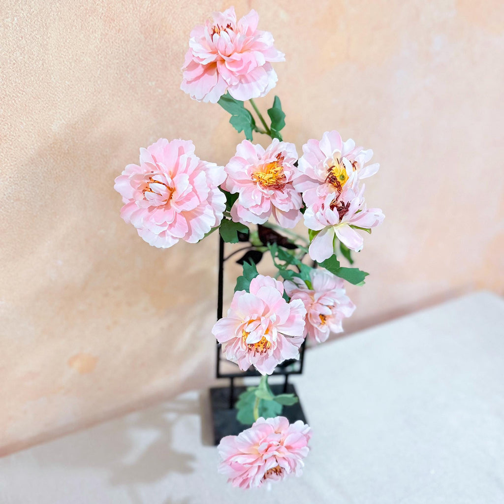 23'' Pink Silk Peony for Spring Centerpieces, Realistic 3-Bloom Faux Peony Stem, Bridal Bouquet, Easter Décor & Floral Mantel Styling