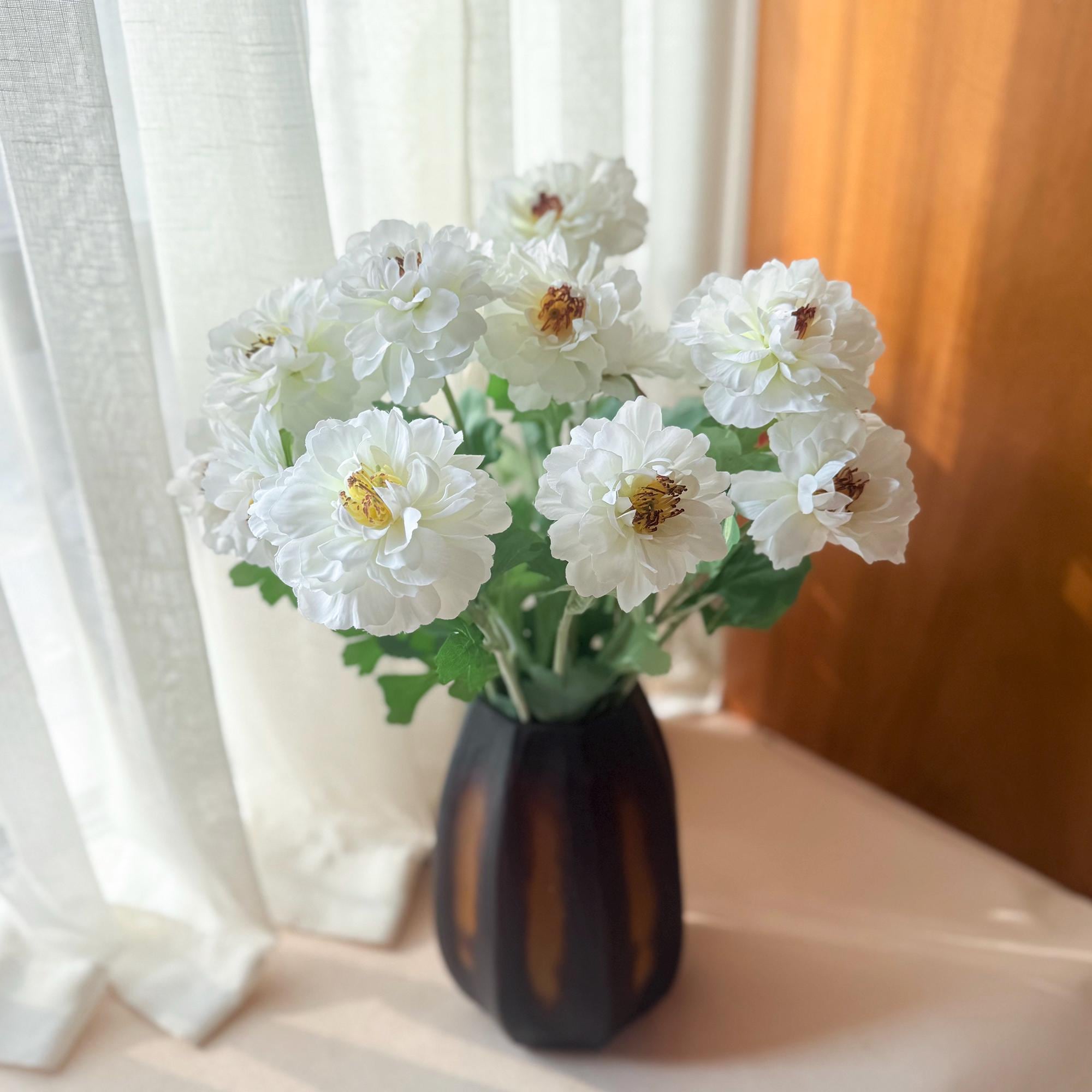 23'' White Peony Silk Flowers for Spring Centerpieces, Realistic 3-Bloom Faux Peony Stem, Bridal Bouquet, Easter Décor&Floral Mantel Styling