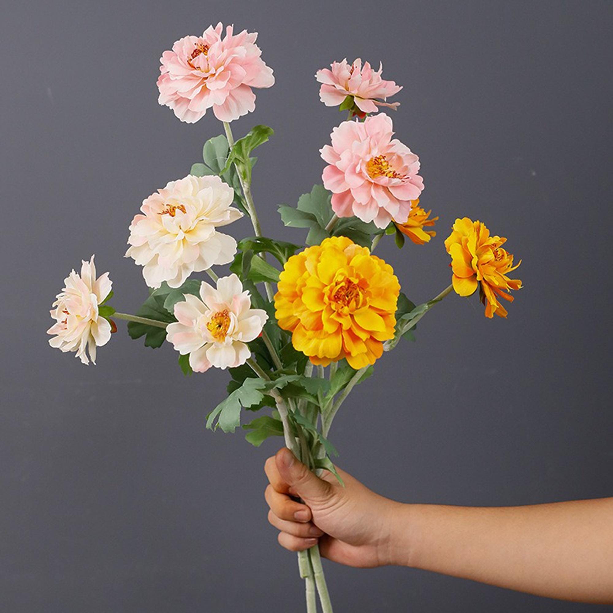 23'' Sweet Pink Peony Silk Flowers for Spring Centerpieces, Realistic 3-Bloom Faux Stem, Bridal Bouquet, Easter Décor&Floral Mantel Styling