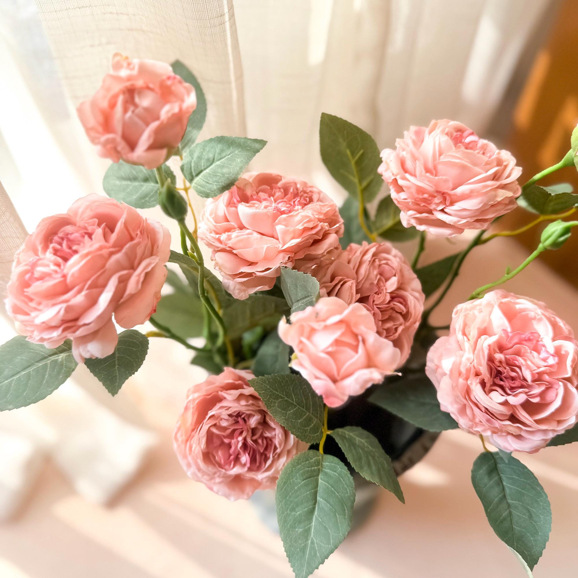 20'' Dusty Pink 3-Head Silk Peony, Faux Rustic French Peony Stem, Vintage-Inspired Boho Floral Decor, French Country Decor & Wedding Floral