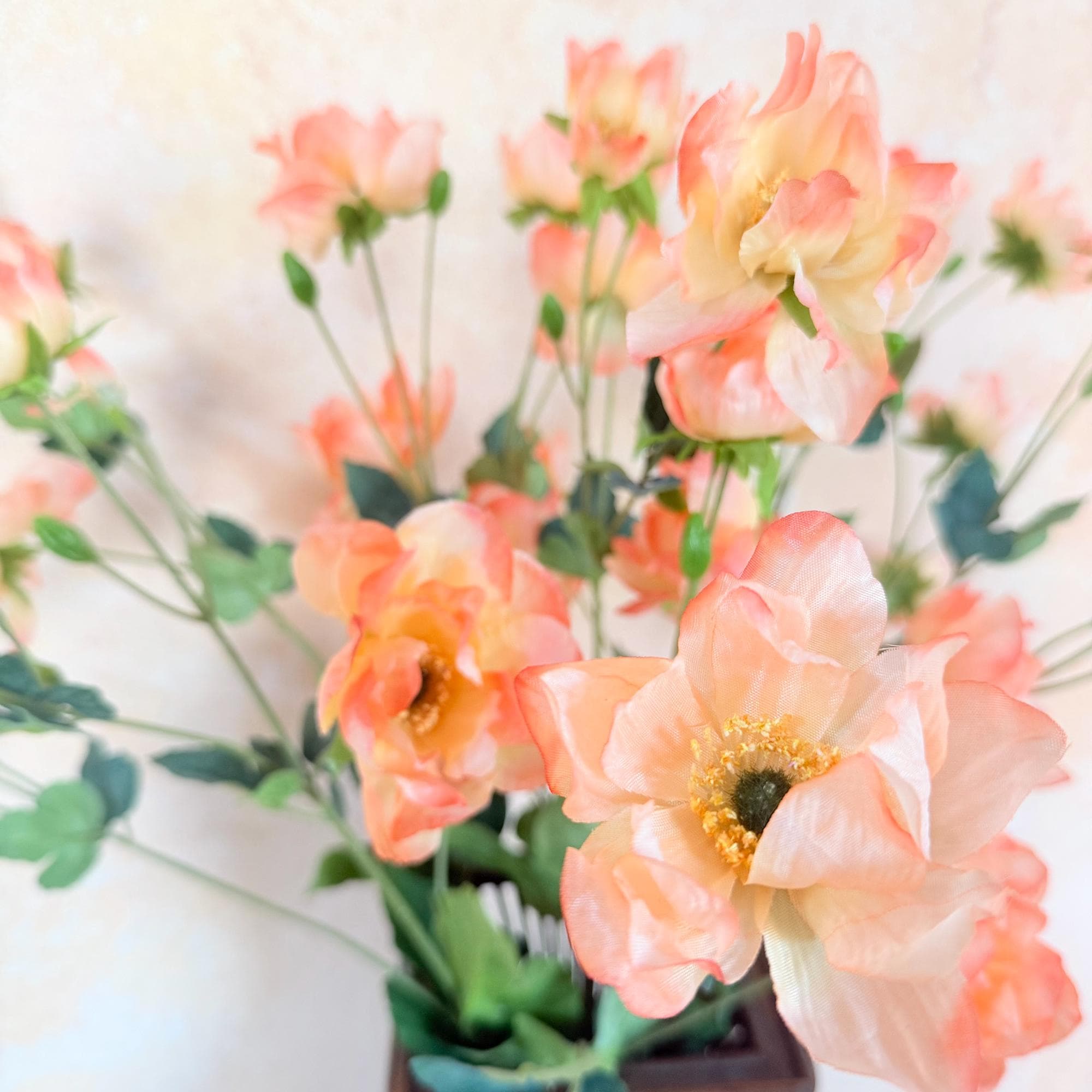 37" Long Stem Coral Peony, Faux Silk Fragrant-Look Real-Touch Peony Stem for Garden Beach Wedding Arrangements, Home Décor & Event Styling