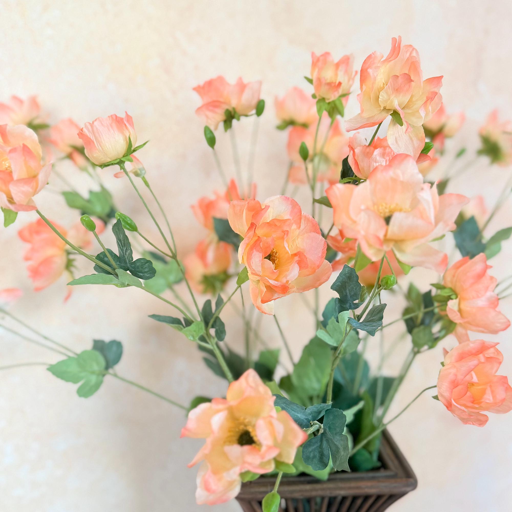 37" Long Stem Coral Peony, Faux Silk Fragrant-Look Real-Touch Peony Stem for Garden Beach Wedding Arrangements, Home Décor & Event Styling