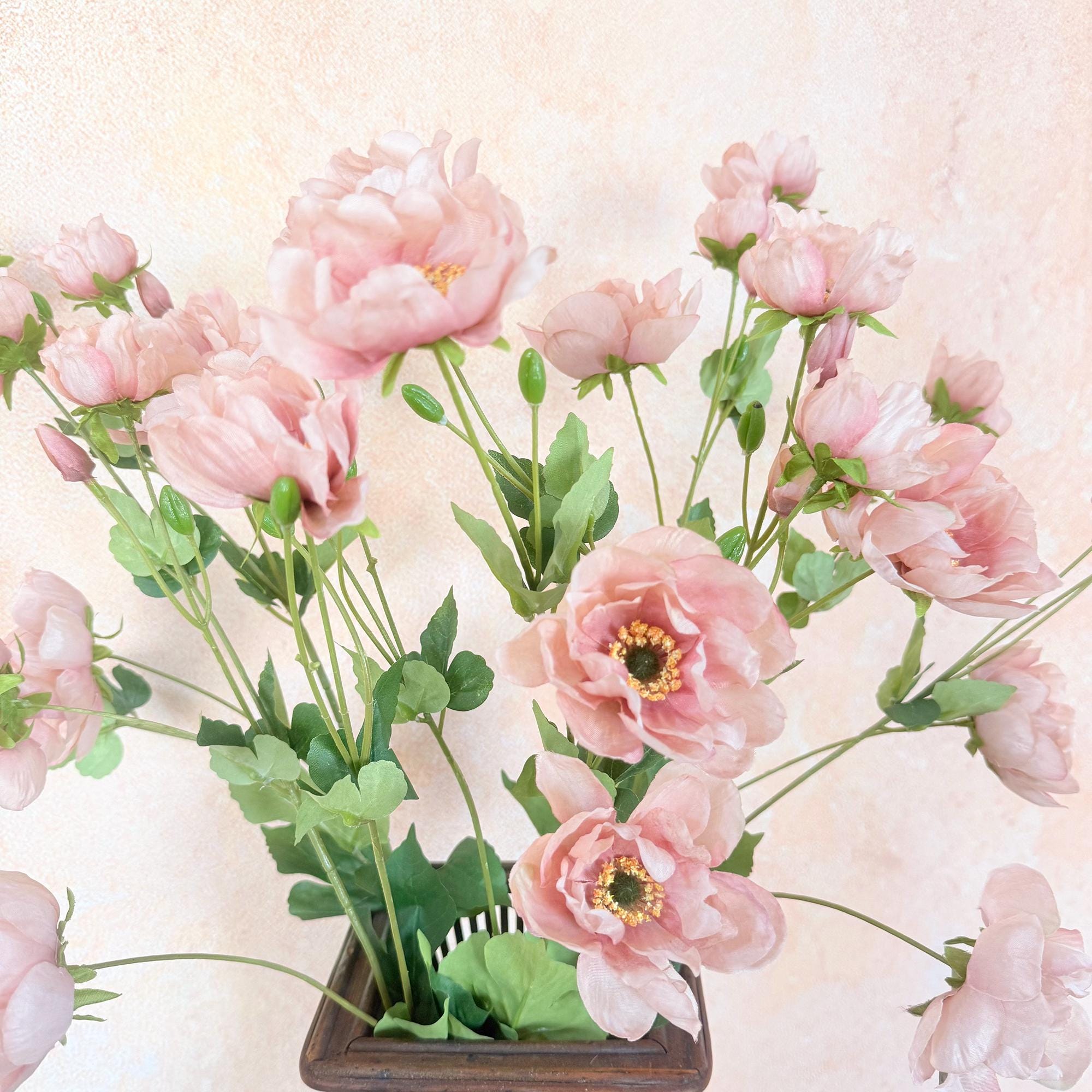 37" Long Stem Dusty Pink Peony, Faux Silk Fragrant-Look Real-Touch Peony Stem for Garden Wedding Arrangements, Home Décor & Event Styling