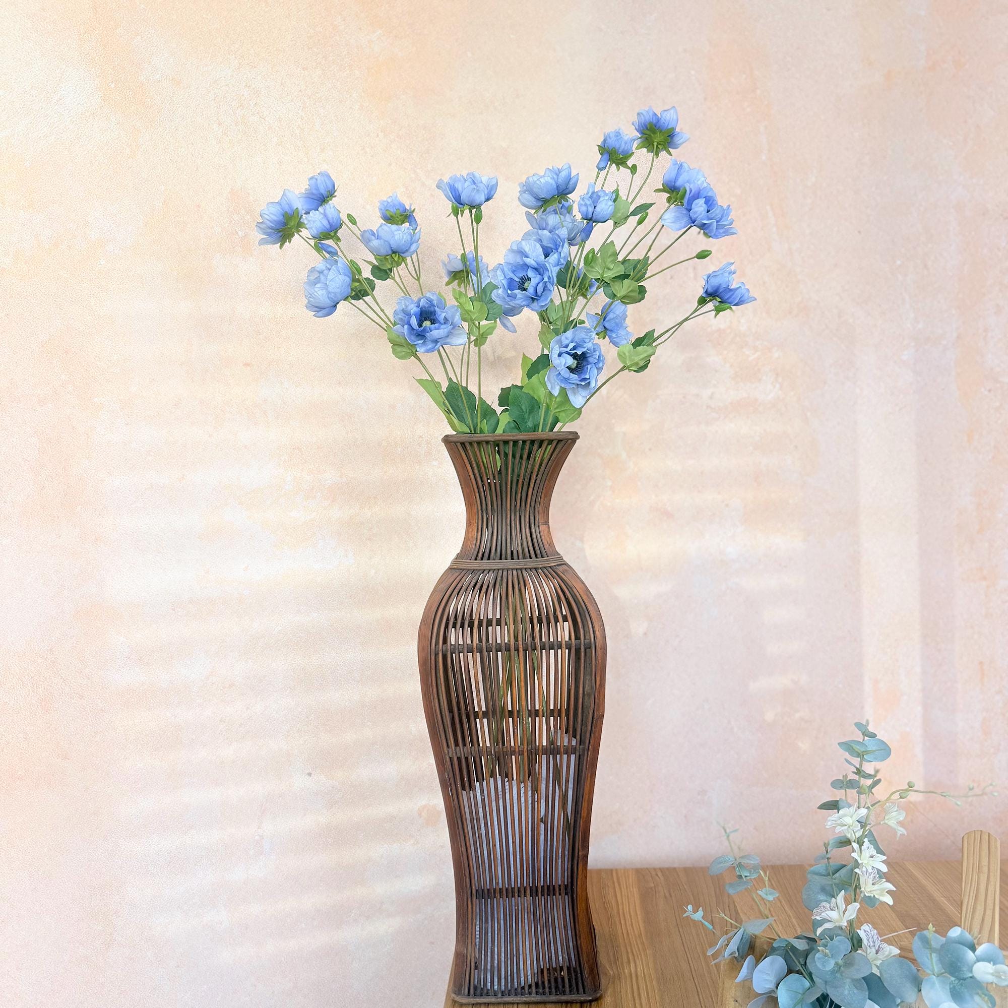 37" Long Stem Blue Peony, Faux Silk Fragrant-Look Real-Touch Peony Stem for Beach Wedding Arrangements, Baby Shower, Home Décor & Event