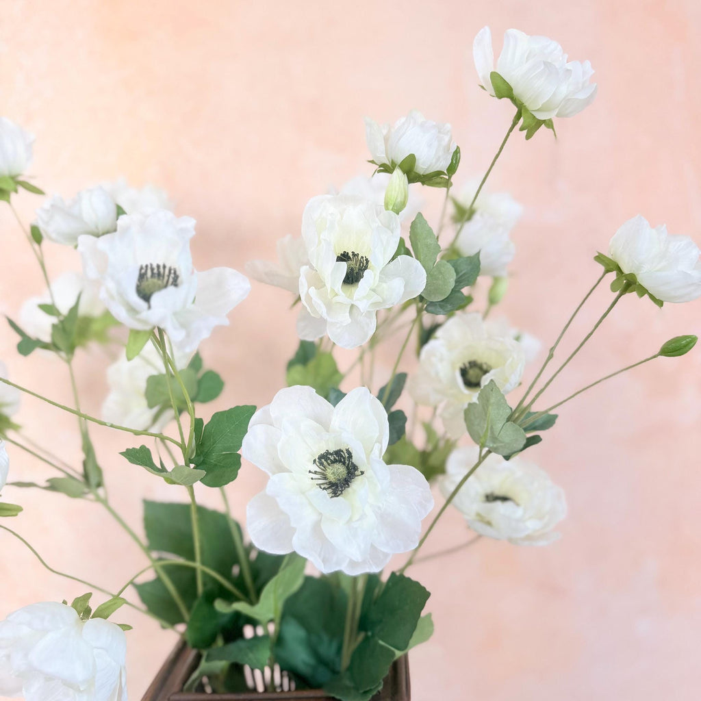 37" Long Stem Cream White Peony, Faux Silk Fragrant-Look Real-Touch Peony Stem for Beach Wedding Arrangements, Home Garden Décor & Event