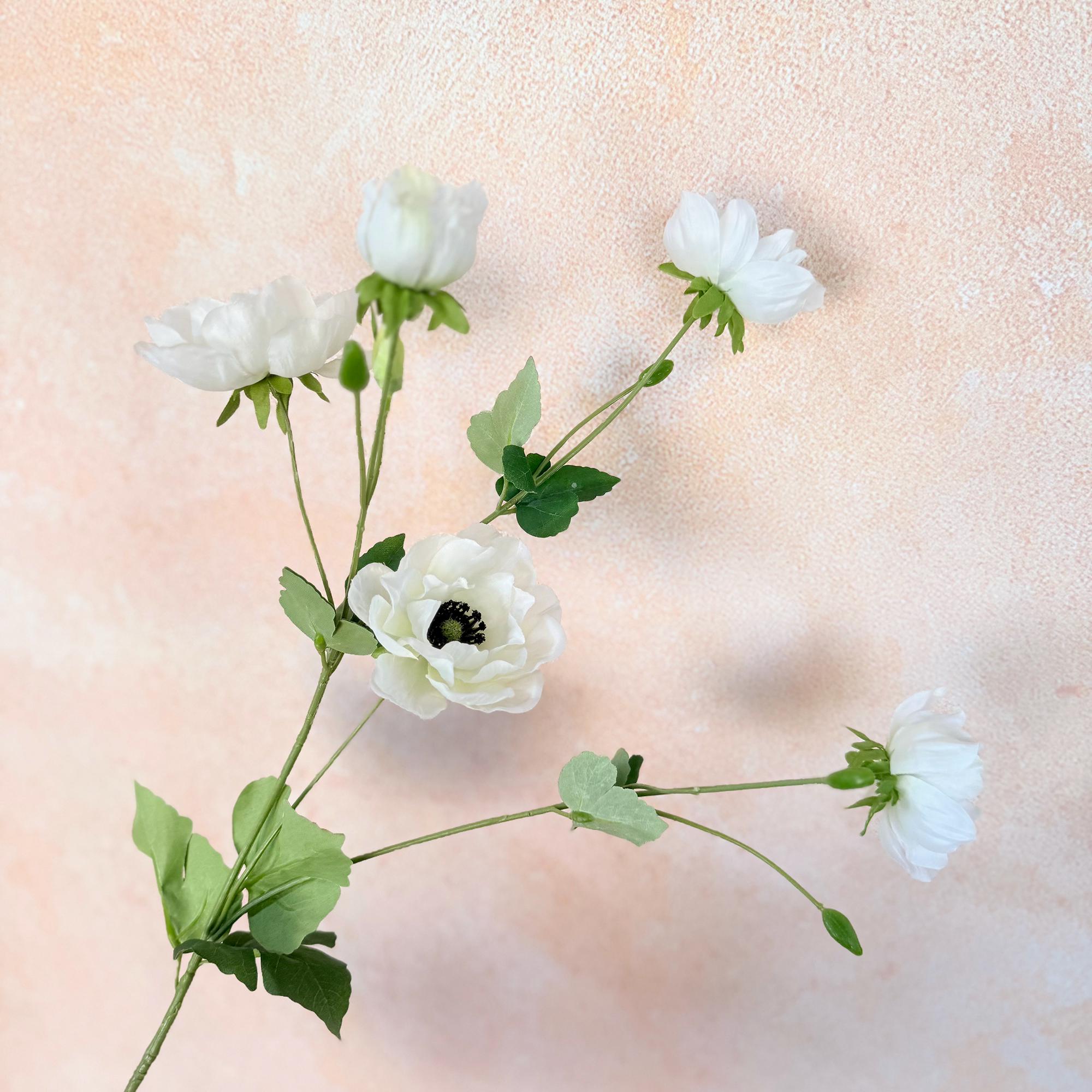 37" Long Stem Cream White Peony, Faux Silk Fragrant-Look Real-Touch Peony Stem for Beach Wedding Arrangements, Home Garden Décor & Event