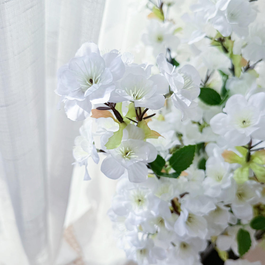 25" Spring Faux White Sakura Branch, Realistic Cherry Blossom Stems for Wedding Decor, Home Styling, Event Arrangements