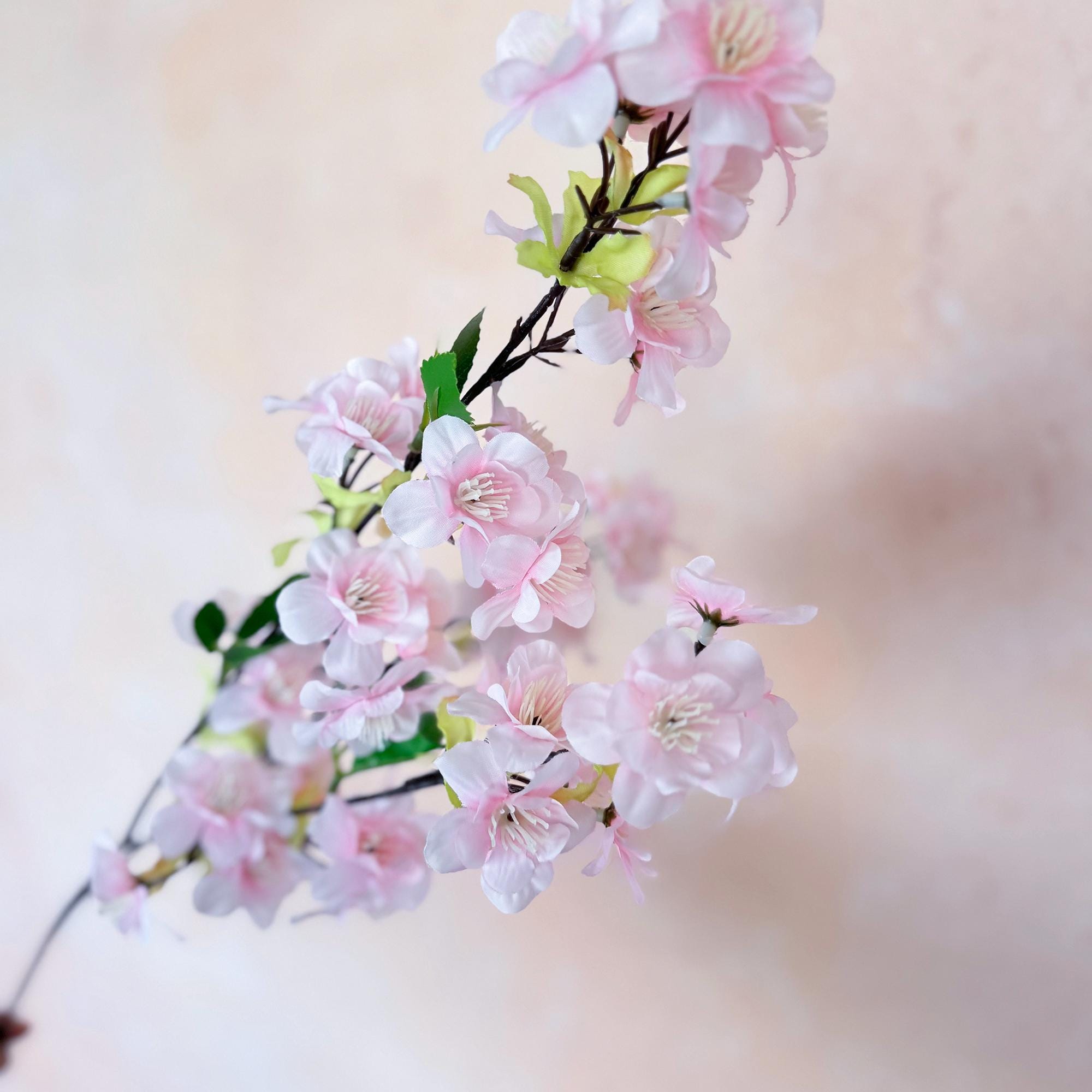 25" Spring Faux Light Pink Sakura Branch, Realistic Cherry Blossom Stems for Wedding Decor, Home Styling, Event Arrangements