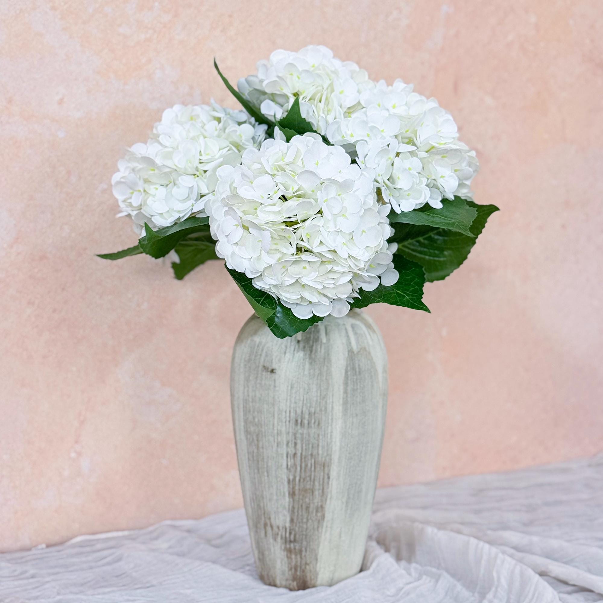 20" Real Touch Cream White Hydrangea Stem, Faux Hydrangea Flower for Vase Decor, Farmhouse Spring Floral Arrangement, Wedding Styling