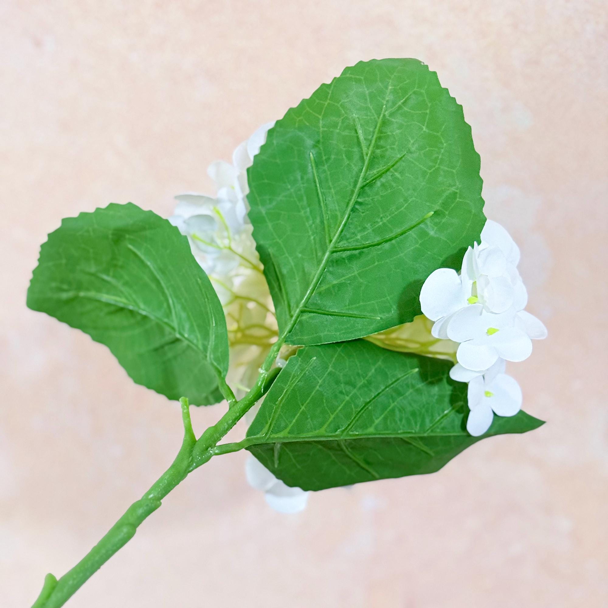 20" Real Touch Cream White Hydrangea Stem, Faux Hydrangea Flower for Vase Decor, Farmhouse Spring Floral Arrangement, Wedding Styling