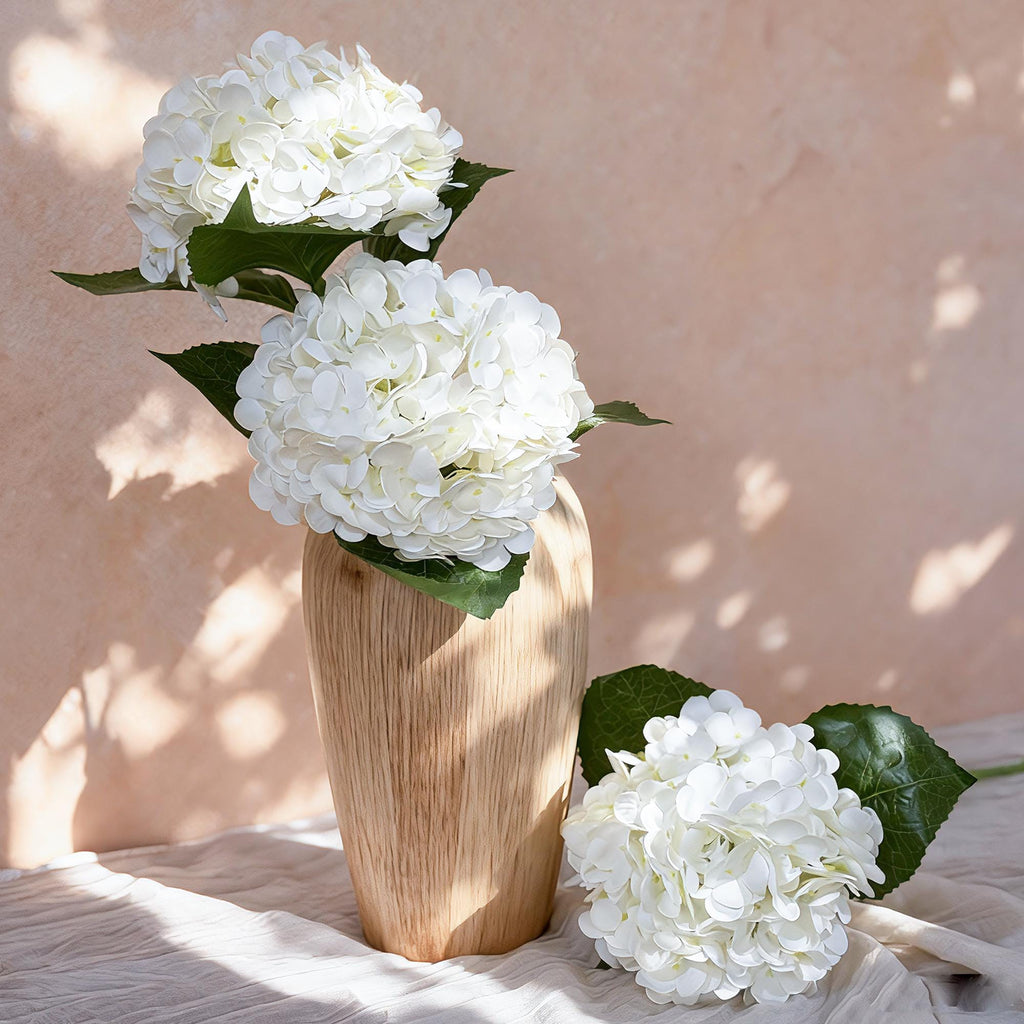 20" Real Touch Cream White Hydrangea Stem, Faux Hydrangea Flower for Vase Decor, Farmhouse Spring Floral Arrangement, Wedding Styling
