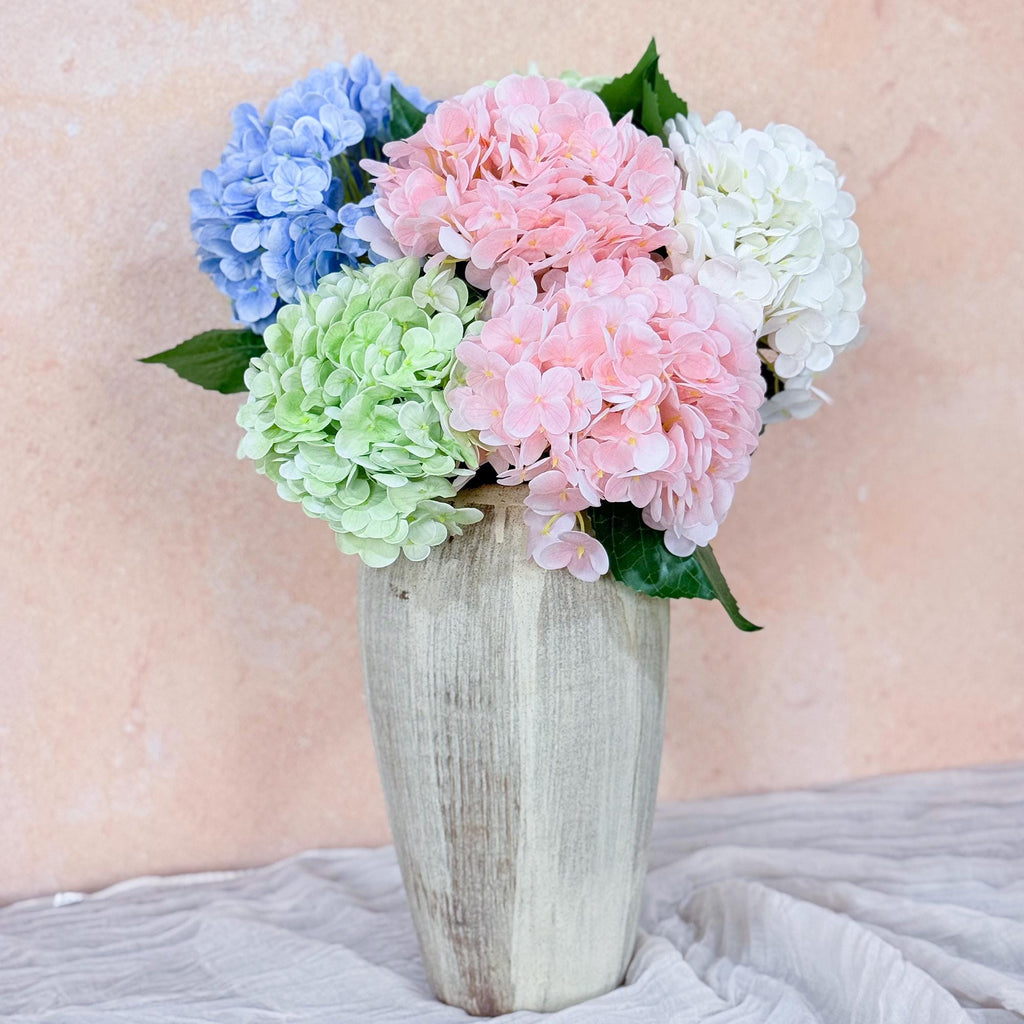 20" Real Touch Cream White Hydrangea Stem, Faux Hydrangea Flower for Vase Decor, Farmhouse Spring Floral Arrangement, Wedding Styling