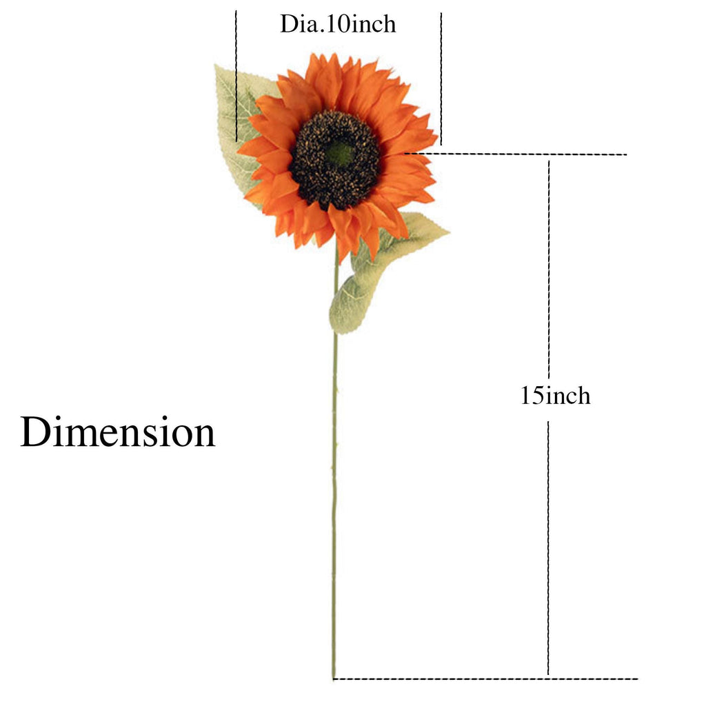 15" Faux Sunflower Stem Pick, Single Head Artificial Sunflower in Navy Yellow Orange Champagne, DIY Floral Craft, Farmhouse Decor Gift