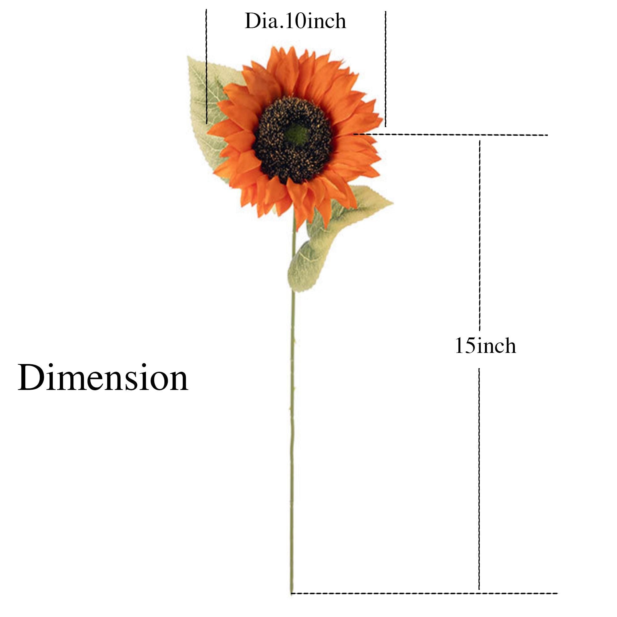 15" Faux Sunflower Stem Pick, Single Head Artificial Sunflower in Navy Yellow Orange Champagne, DIY Floral Craft, Farmhouse Decor Gift