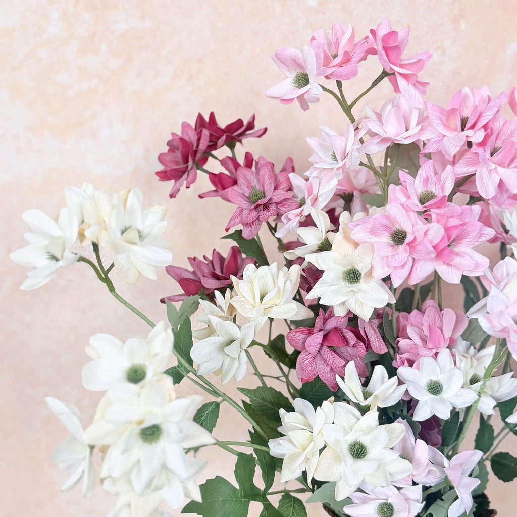 29'' Long Spring Pink Bubble Jasmine Faux Stems, Spring Garden Wedding, Minimal Wildflower Bouquet, Sweet French Romantic Wedding Decor
