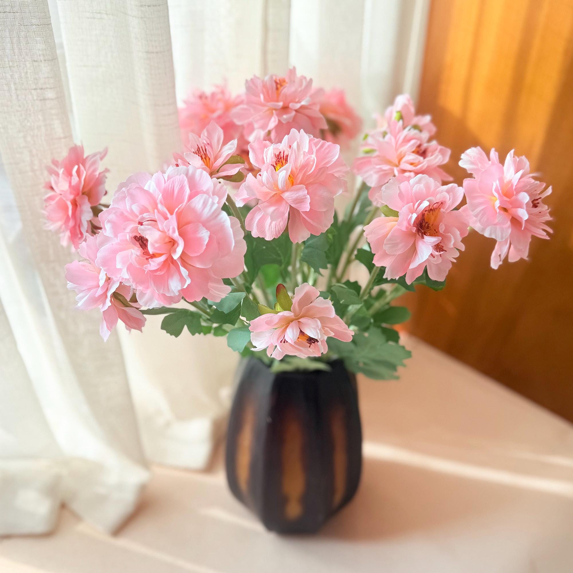 23'' Pink Silk Peony for Spring Centerpieces, Realistic 3-Bloom Faux Peony Stem, Bridal Bouquet, Easter Décor & Floral Mantel Styling