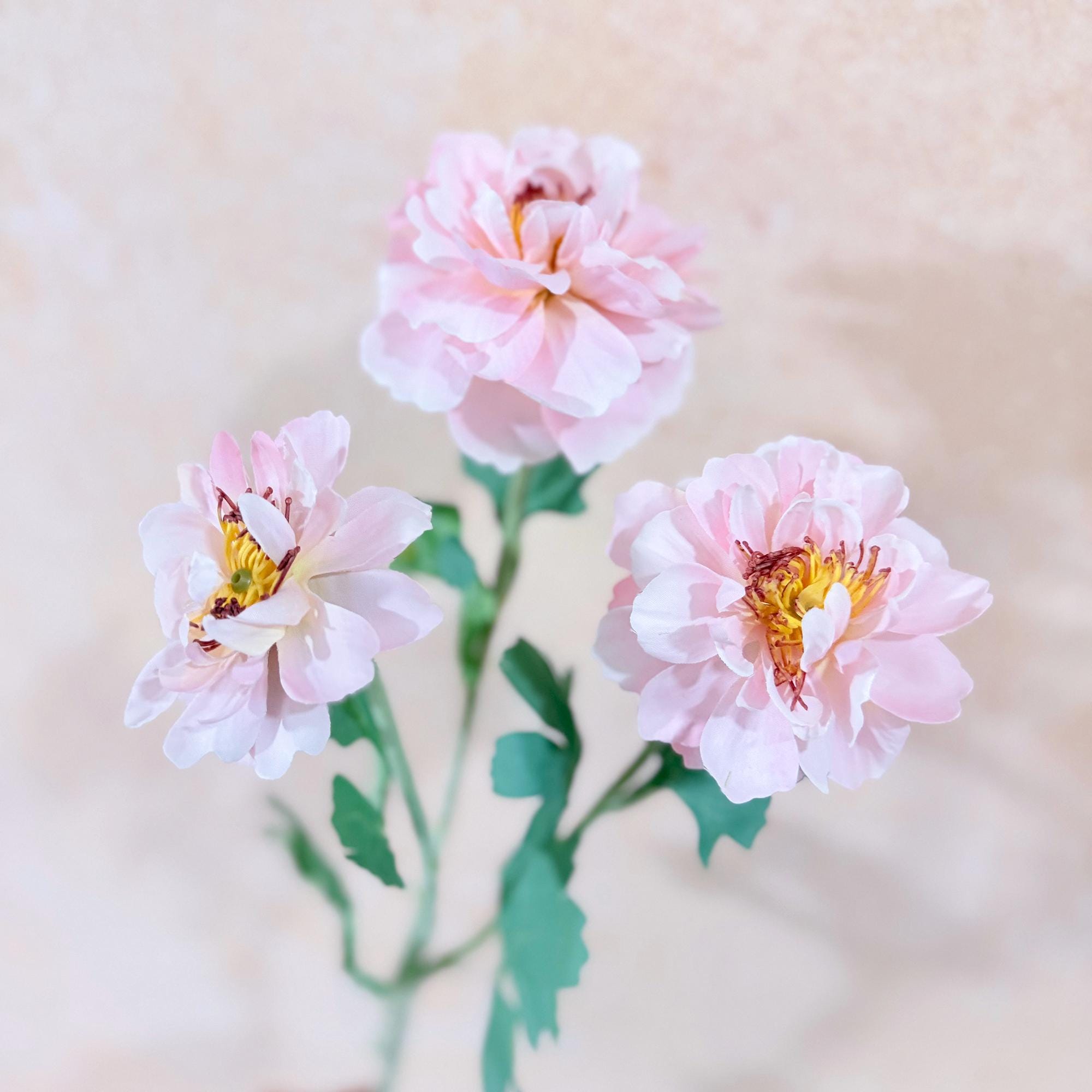 23'' Pink Silk Peony for Spring Centerpieces, Realistic 3-Bloom Faux Peony Stem, Bridal Bouquet, Easter Décor & Floral Mantel Styling