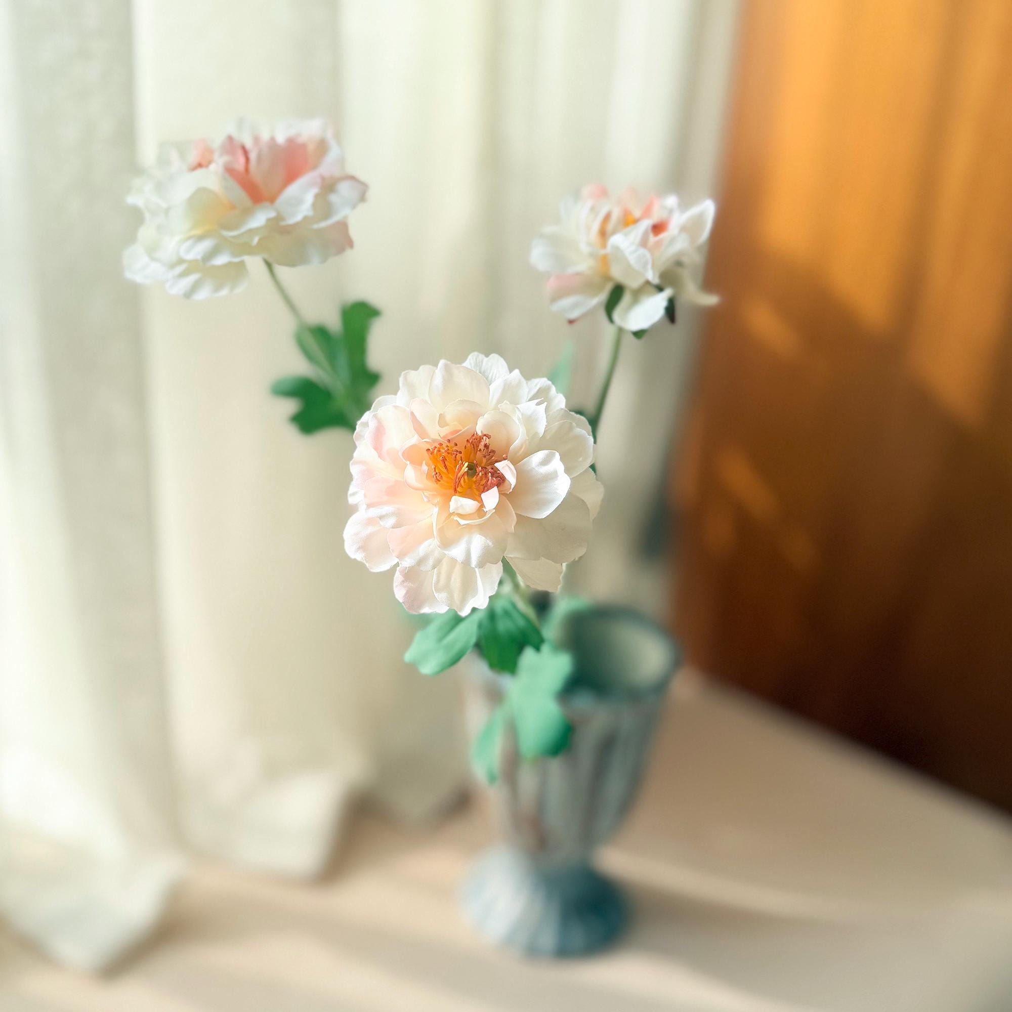 23'' Sweet Pink Peony Silk Flowers for Spring Centerpieces, Realistic 3-Bloom Faux Stem, Bridal Bouquet, Easter Décor&Floral Mantel Styling