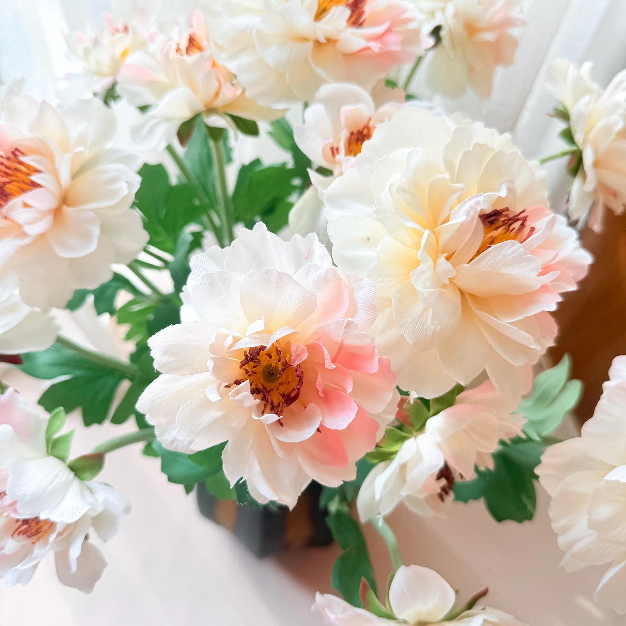 23'' Sweet Pink Peony Silk Flowers for Spring Centerpieces, Realistic 3-Bloom Faux Stem, Bridal Bouquet, Easter Décor&Floral Mantel Styling
