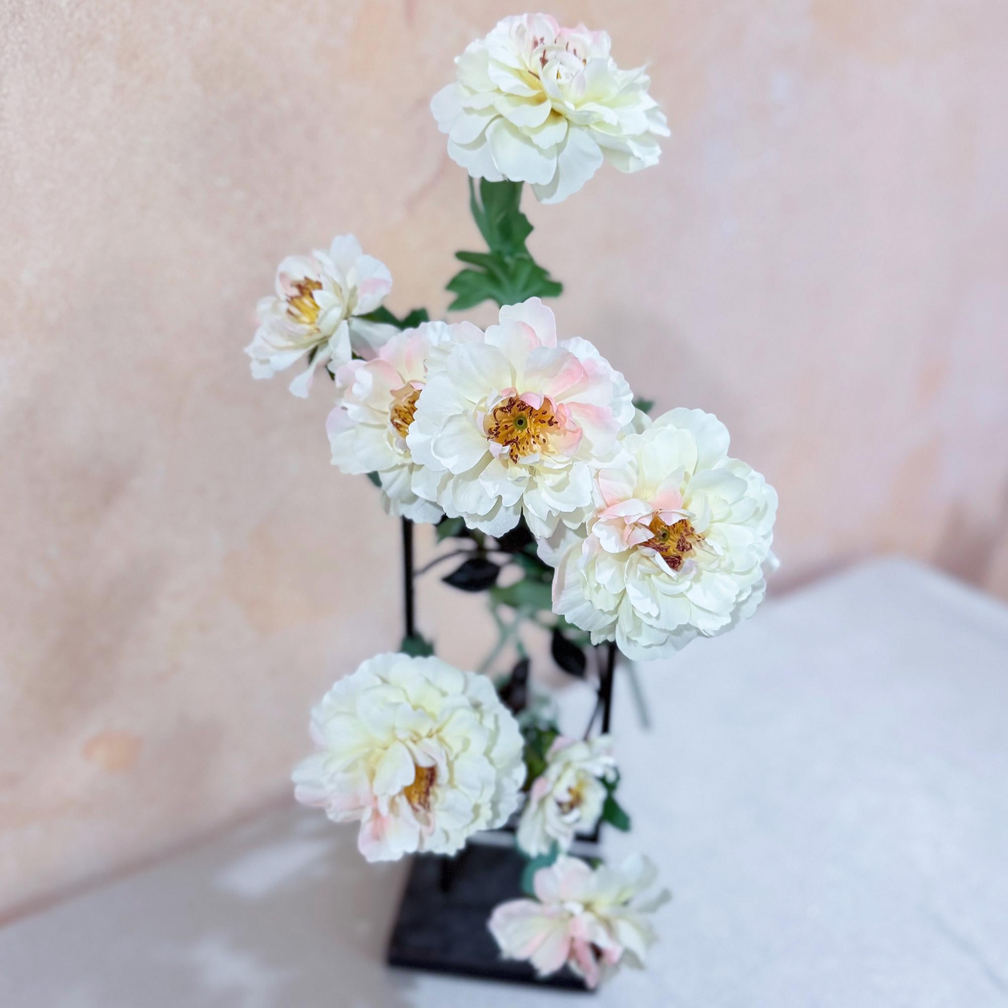 23'' Sweet Pink Peony Silk Flowers for Spring Centerpieces, Realistic 3-Bloom Faux Stem, Bridal Bouquet, Easter Décor&Floral Mantel Styling